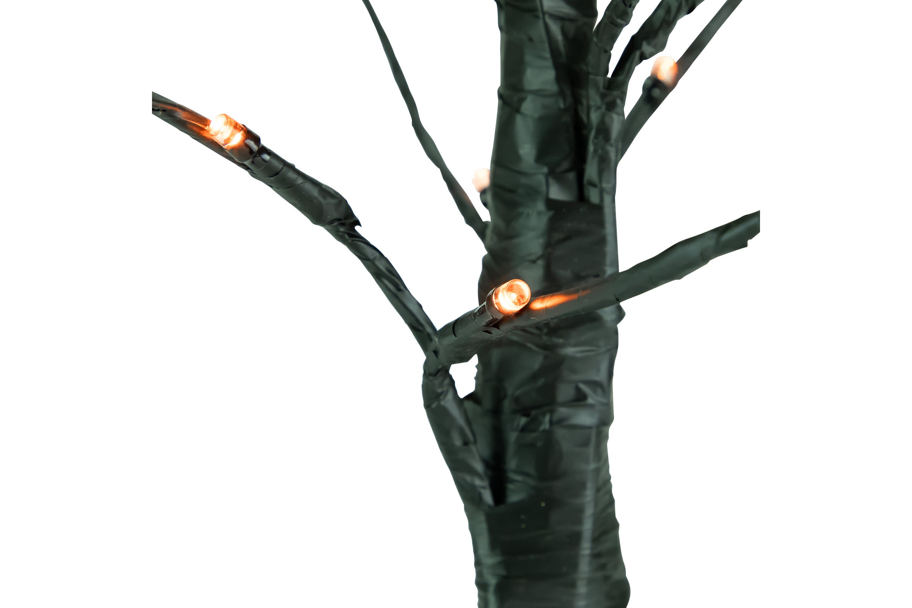24" LED Lighted Black Weeping Halloween Twig Tree - Orange Lights