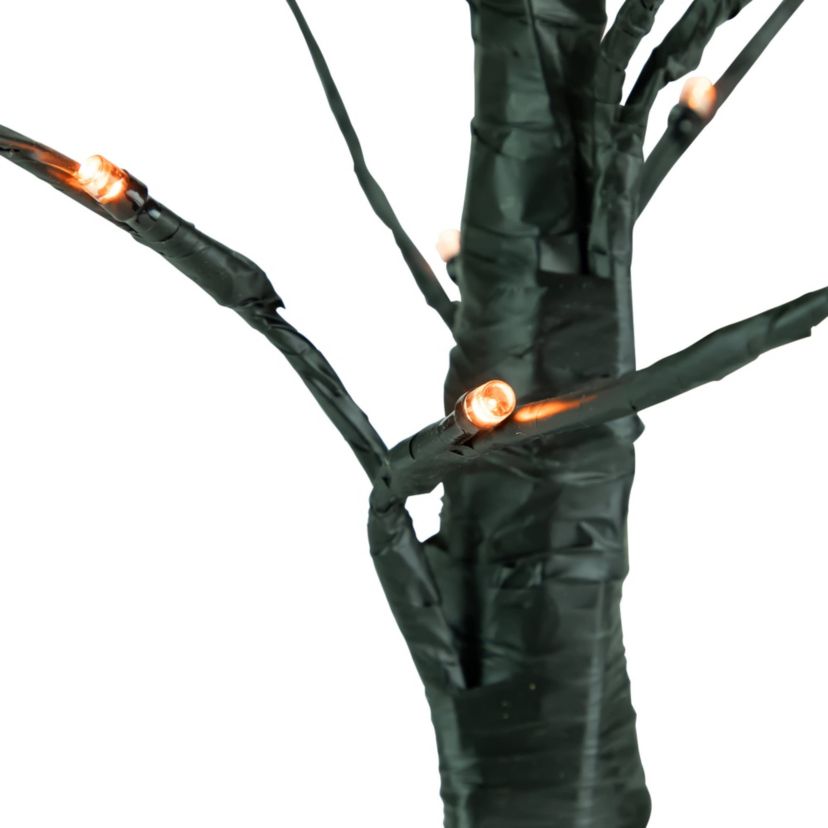 24" LED Lighted Black Weeping Halloween Twig Tree - Orange Lights