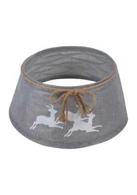 Northlight 22Inch Gray with White Reindeer Christmas Tree Collar -  760182134858412