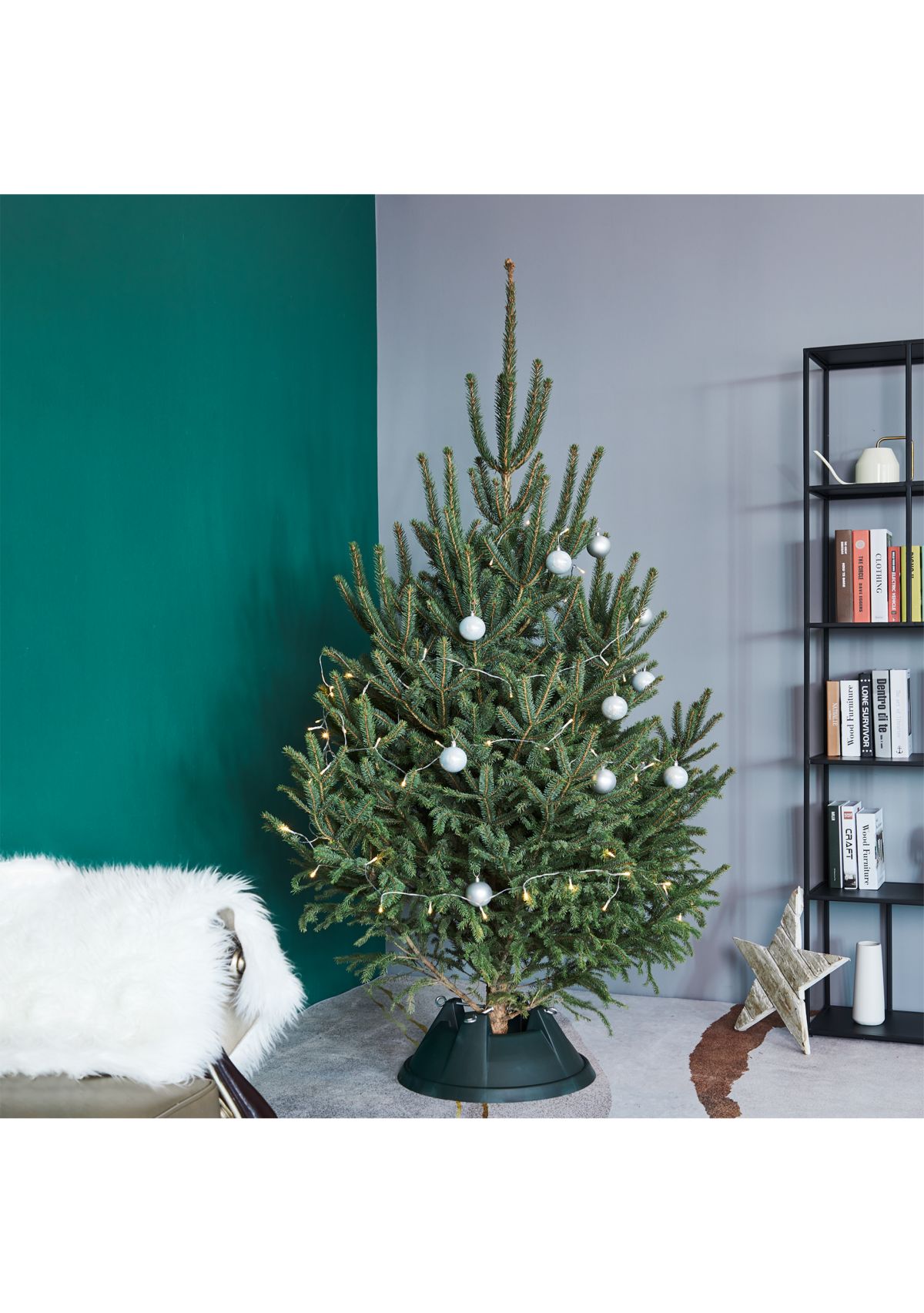 Green Live Christmas Tree Stand - For Trees up to 8ft Tall