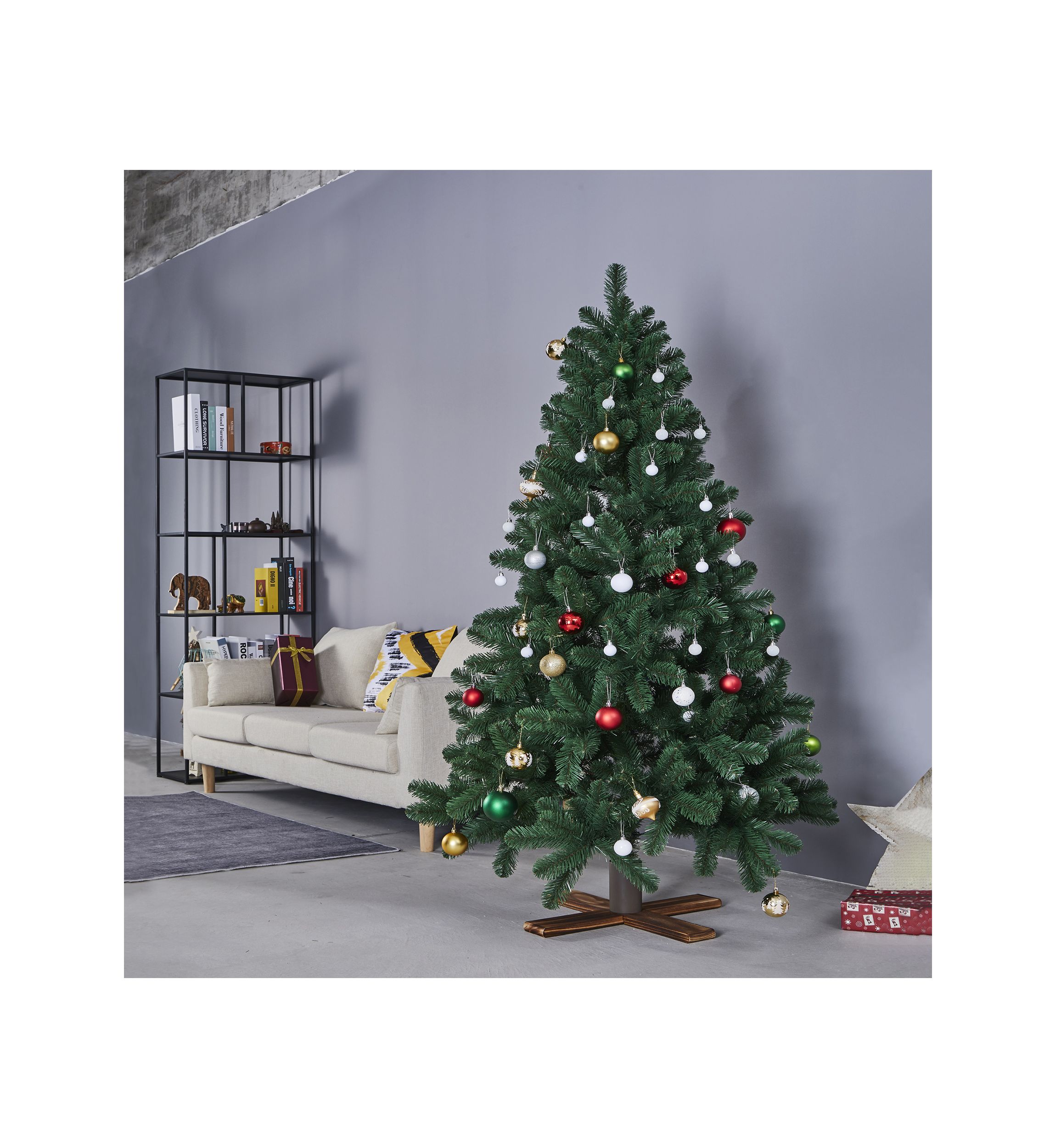 Light Wood Adjustable Artificial Christmas Tree Stand - For Trees up to 7.75ft Tall