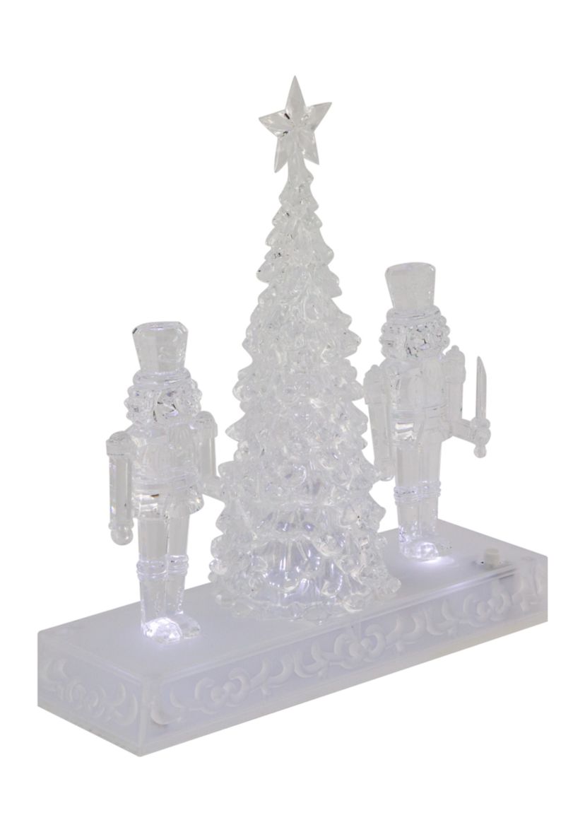 9Inch LED Lighted Icy Crystal Nutcracker and Christmas Tree Decoration