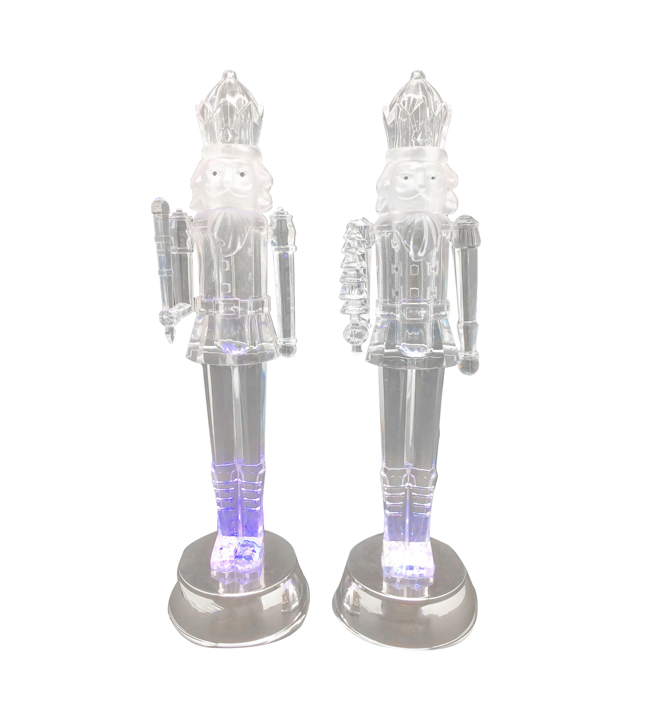 Set of 2 LED Lighted and Musical Nutcracker Christmas Figurines  12.5-Inch