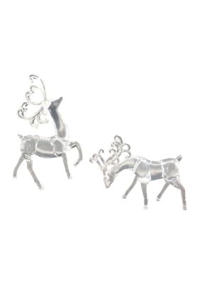 Set of 2 Clear Standing Reindeer Christmas Figurines  9.25-Inch