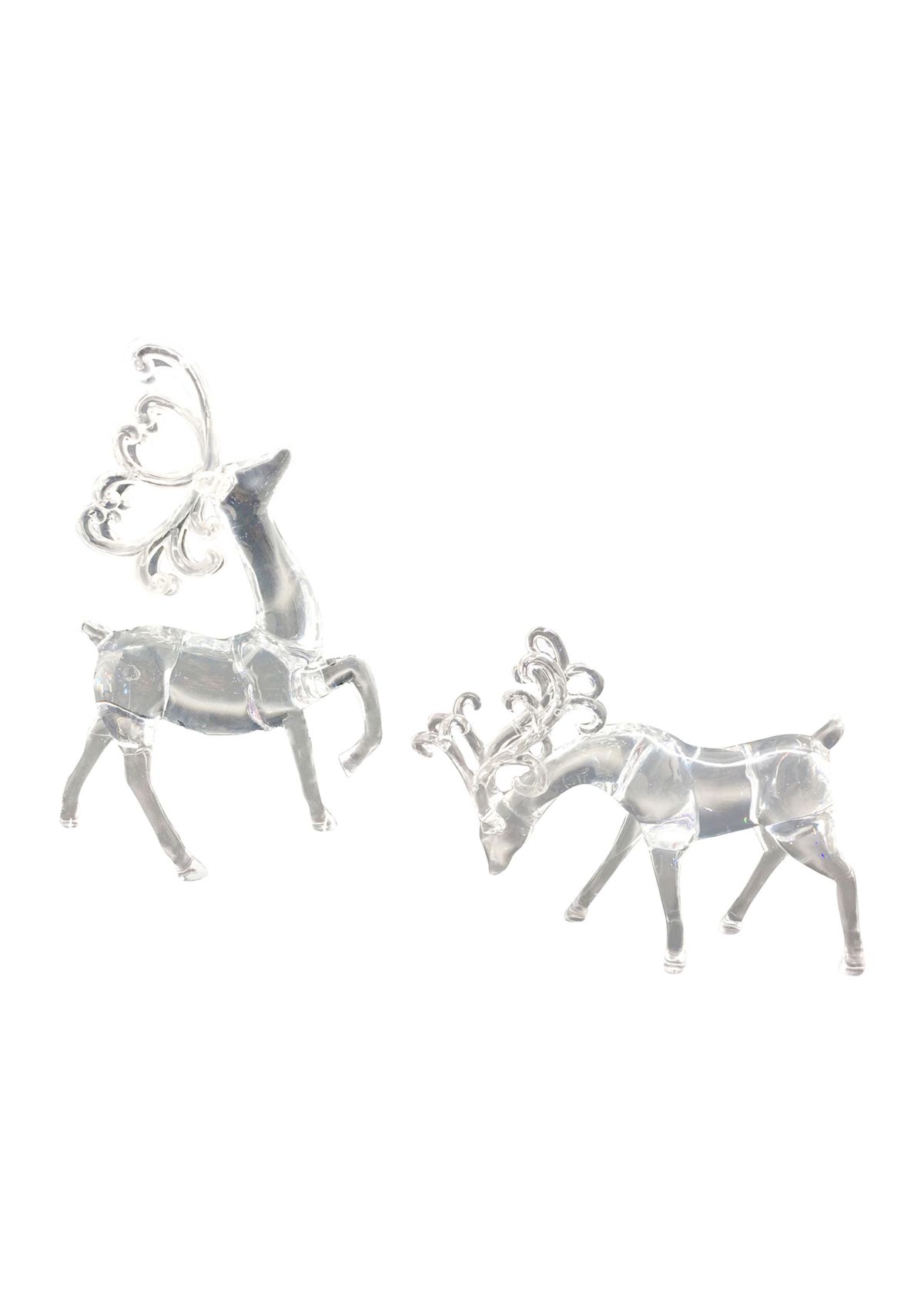 Set of 2 Clear Standing Reindeer Christmas Figurines  9.25-Inch