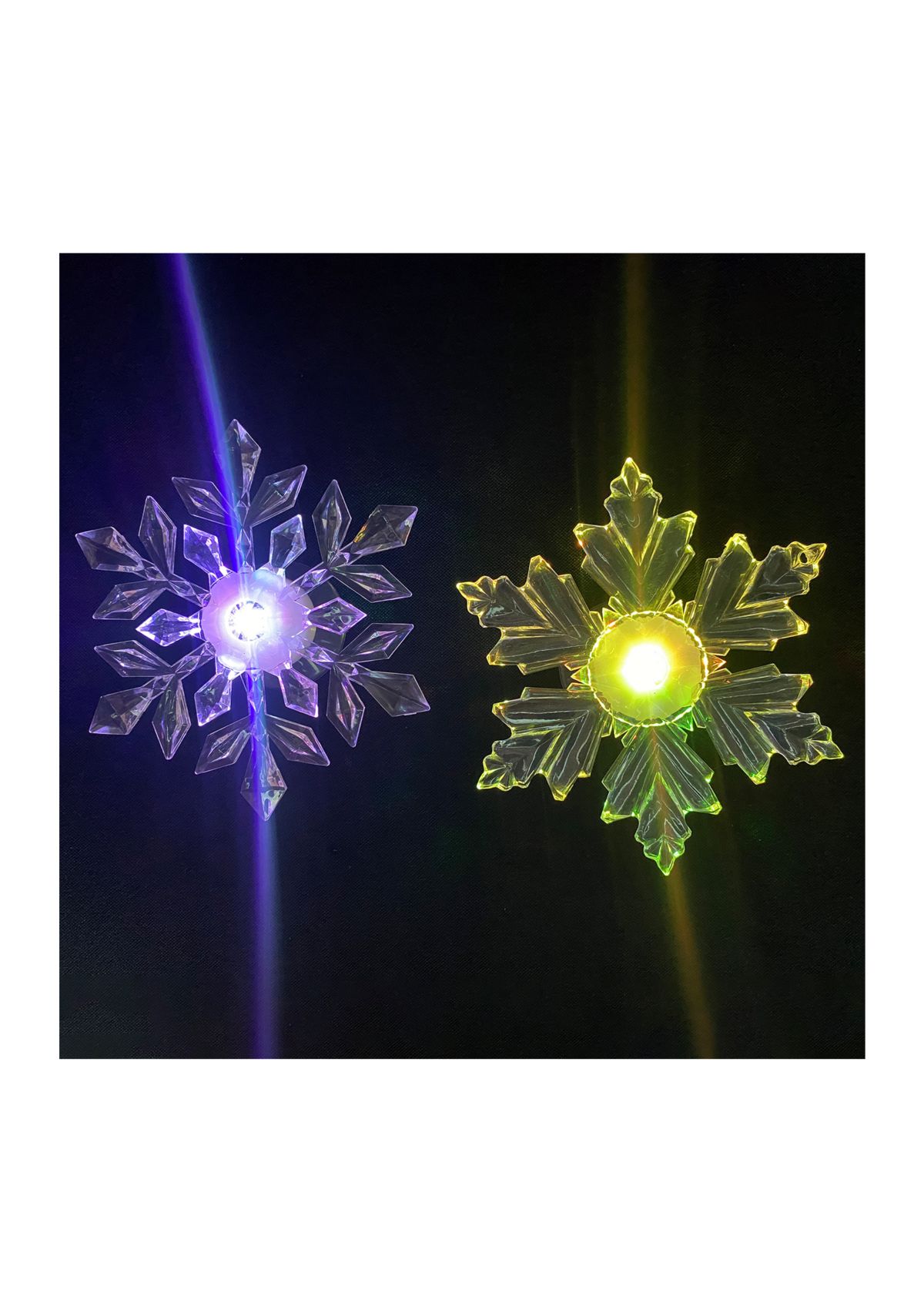 Set of 2 LED Lighted Icy Crystal Snowflake Christmas Window Decorations 5.5Inch