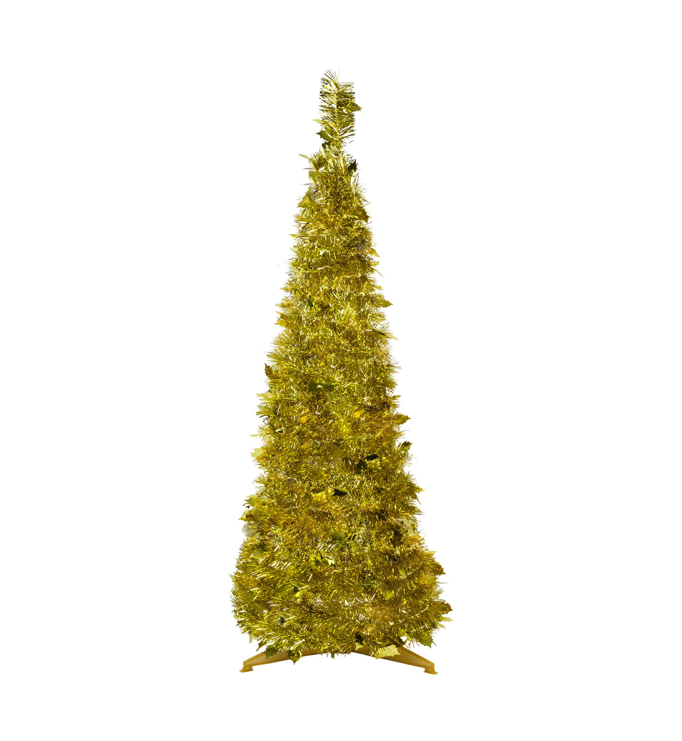 4 Gold Tinsel Pop-Up Artificial Christmas Tree  Unlit