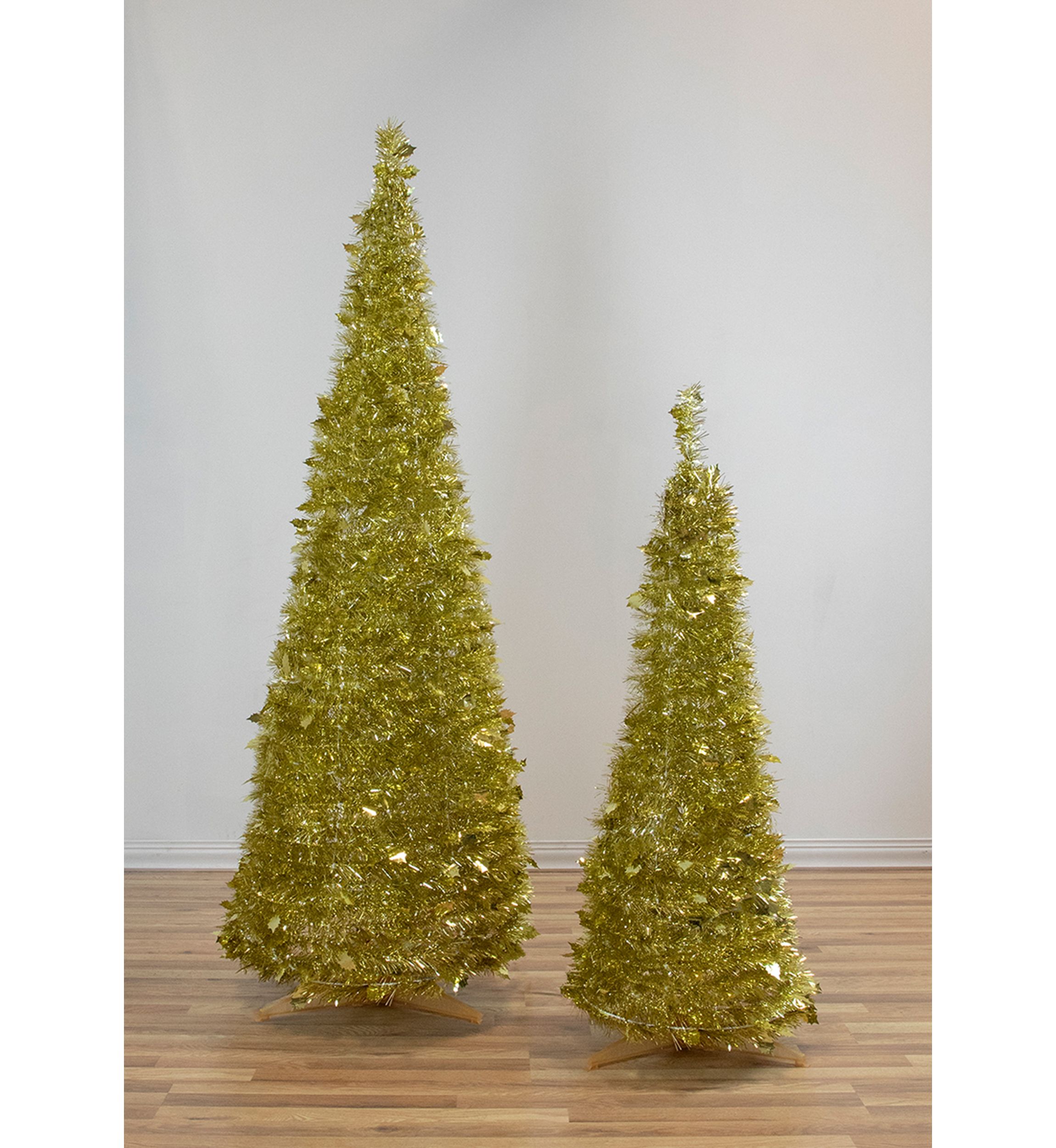4 Gold Tinsel Pop-Up Artificial Christmas Tree  Unlit