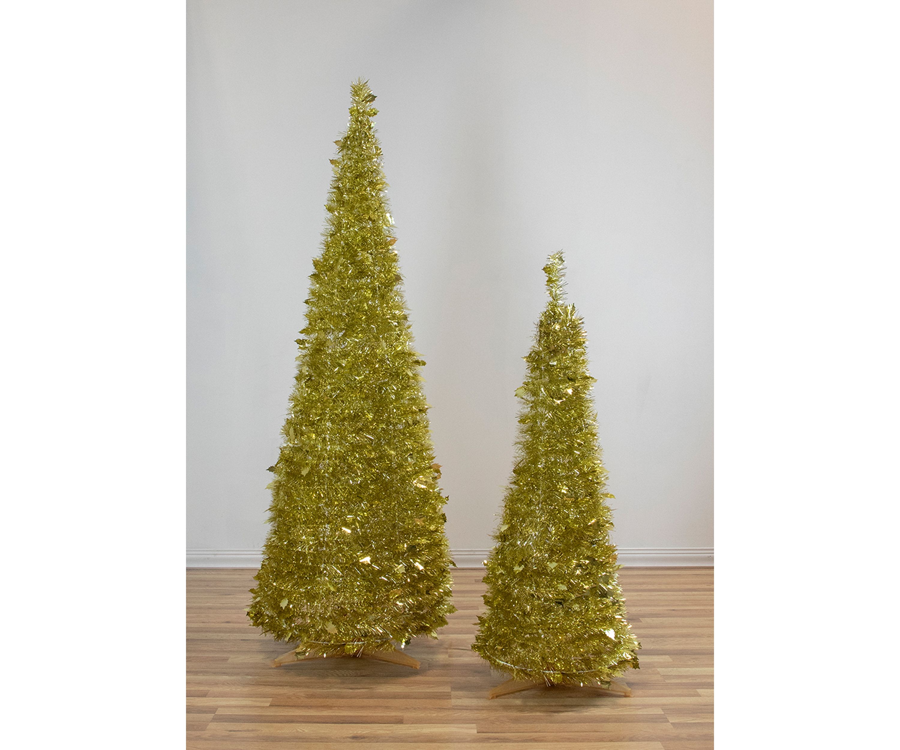 4 Gold Tinsel Pop-Up Artificial Christmas Tree  Unlit