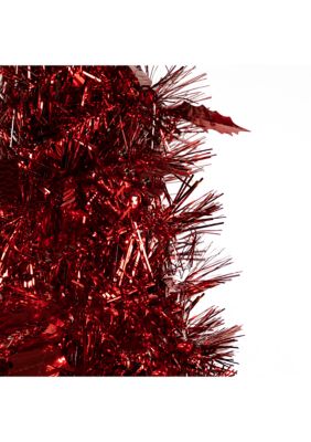 4' Red Tinsel Pop-Up Artificial Christmas Tree  Unlit