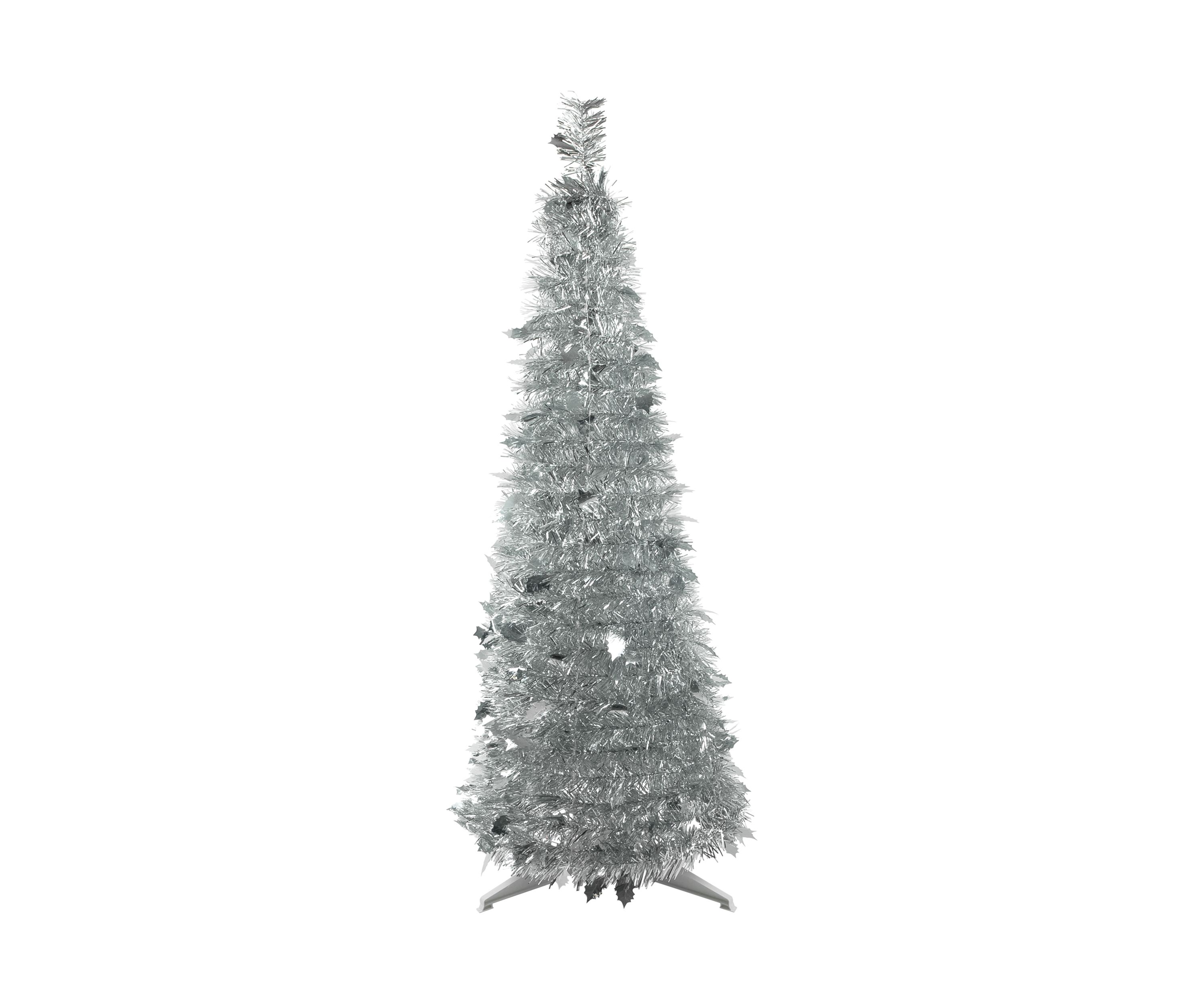 4 Silver Tinsel Pop-Up Artificial Christmas Tree  Unlit