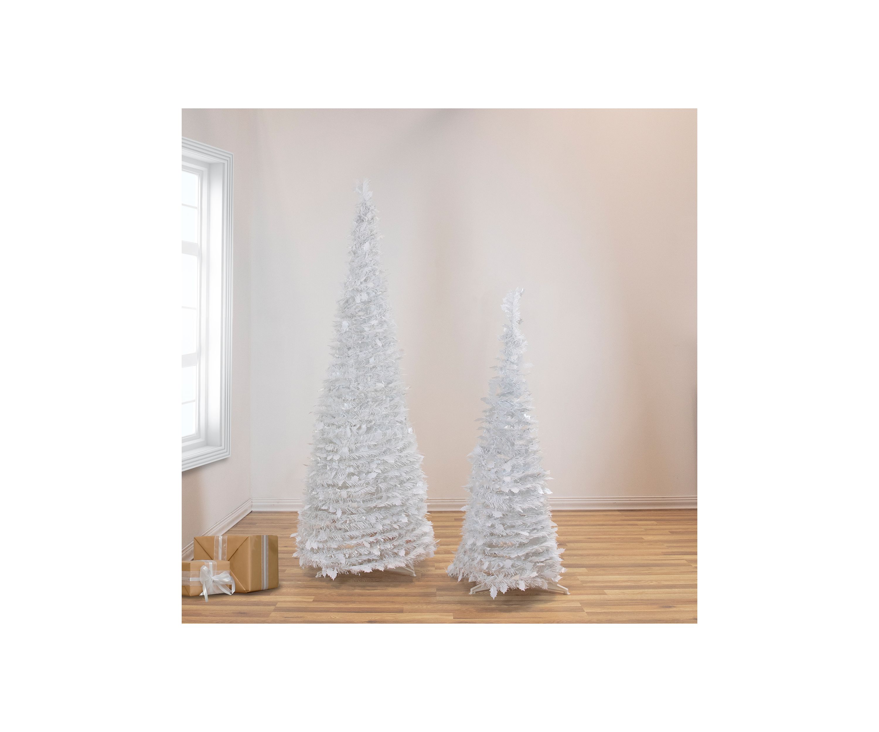 4 White Tinsel Pop-Up Artificial Christmas Tree  Unlit