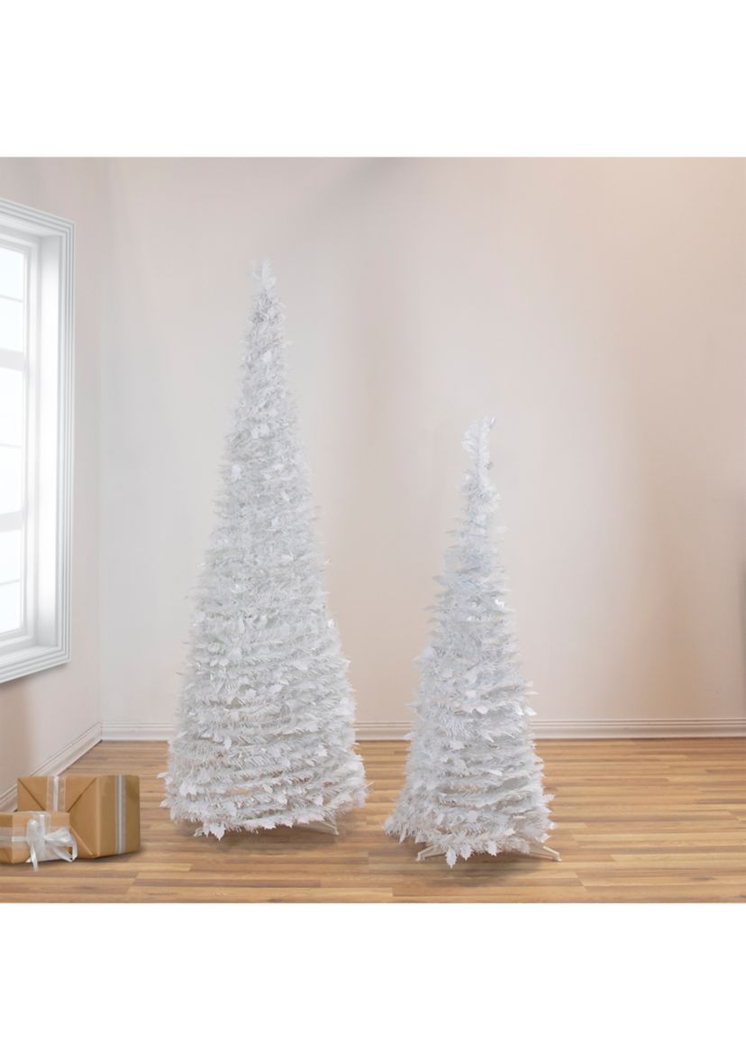 4 White Tinsel Pop-Up Artificial Christmas Tree  Unlit