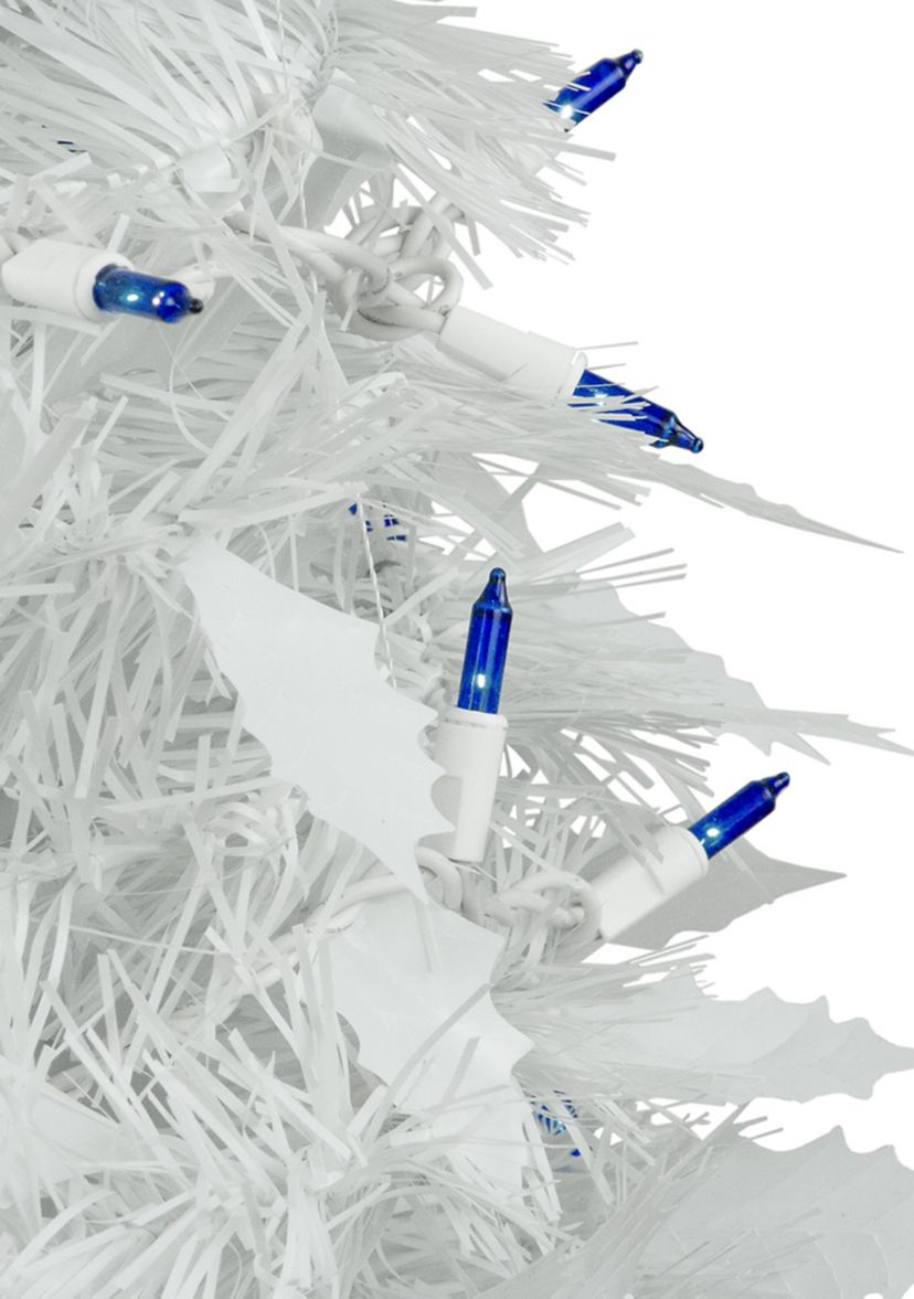 4 Pre-Lit White Tinsel Pop-Up Artificial Christmas Tree  Blue Lights