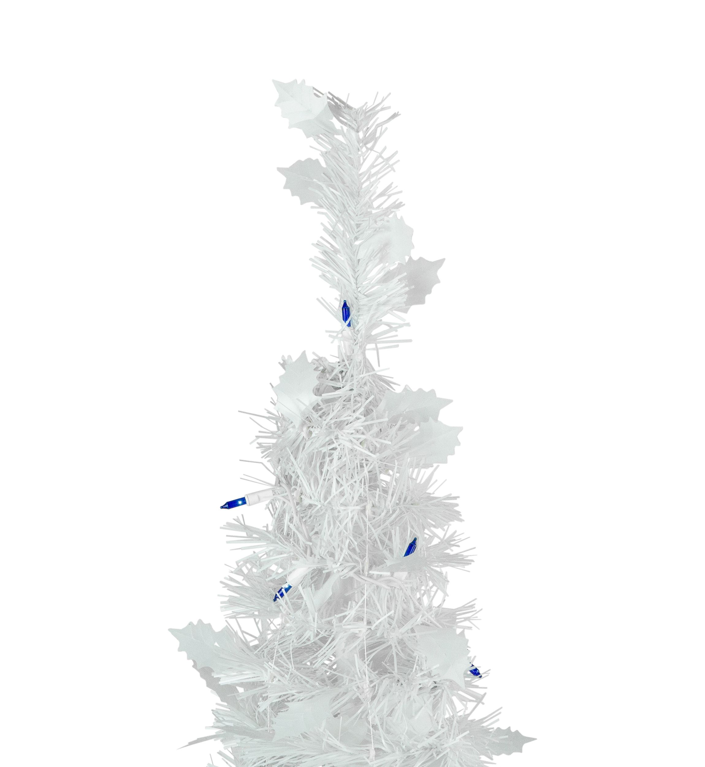4 Pre-Lit White Tinsel Pop-Up Artificial Christmas Tree  Blue Lights