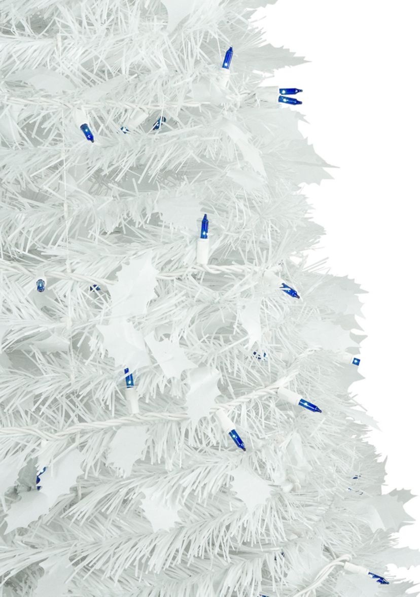 4 Pre-Lit White Tinsel Pop-Up Artificial Christmas Tree  Blue Lights