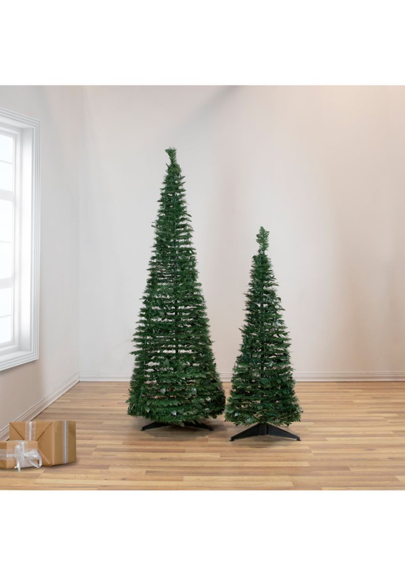 6 Green Tinsel Pop-Up Artificial Christmas Tree  Unlit