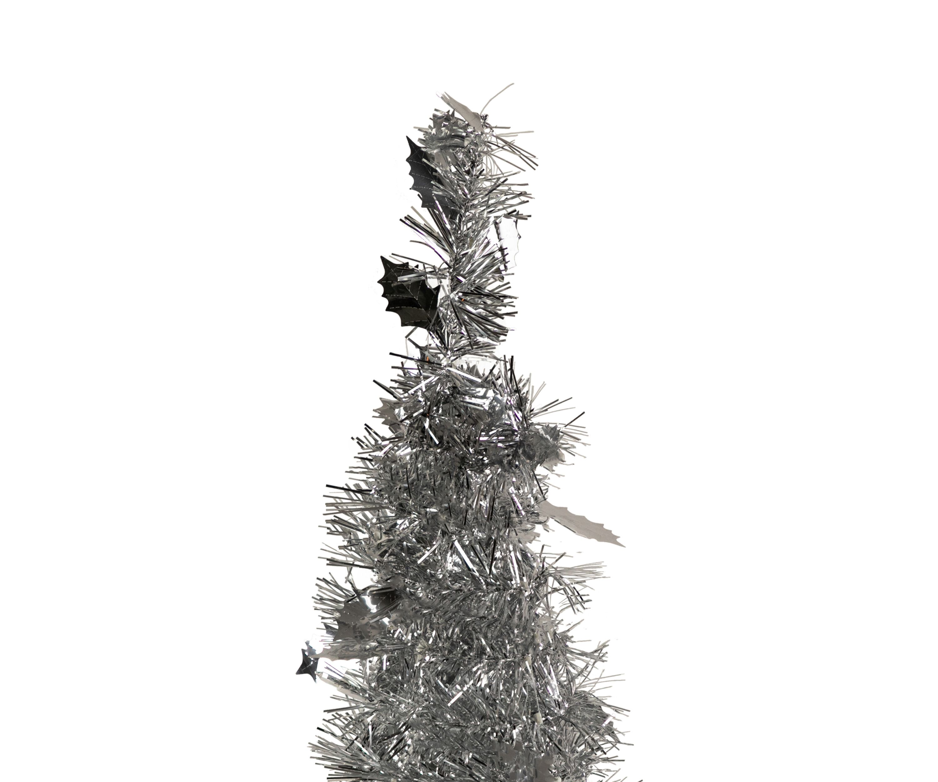 6 Silver Tinsel Pop-Up Artificial Christmas Tree  Unlit
