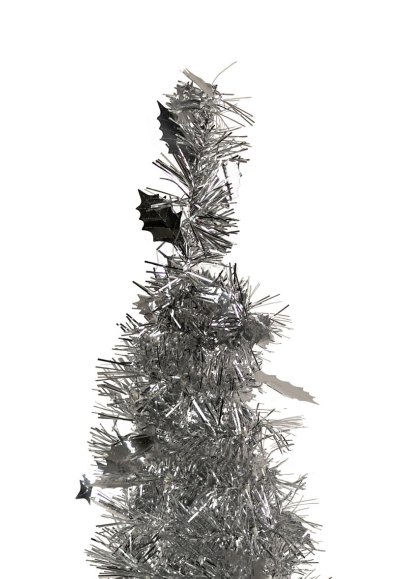 6 Silver Tinsel Pop-Up Artificial Christmas Tree  Unlit