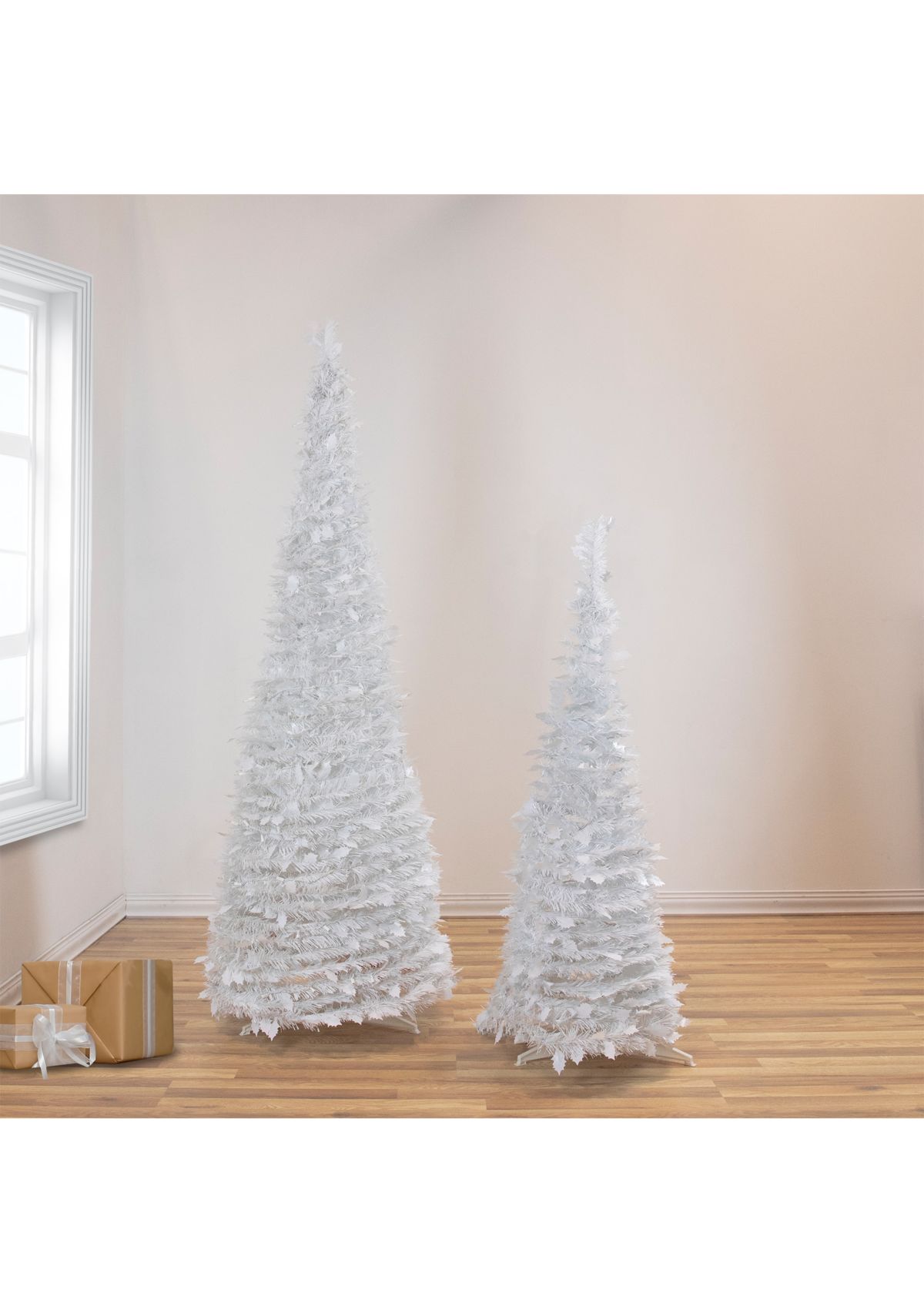 6 White Tinsel Pop-Up Artificial Christmas Tree  Unlit