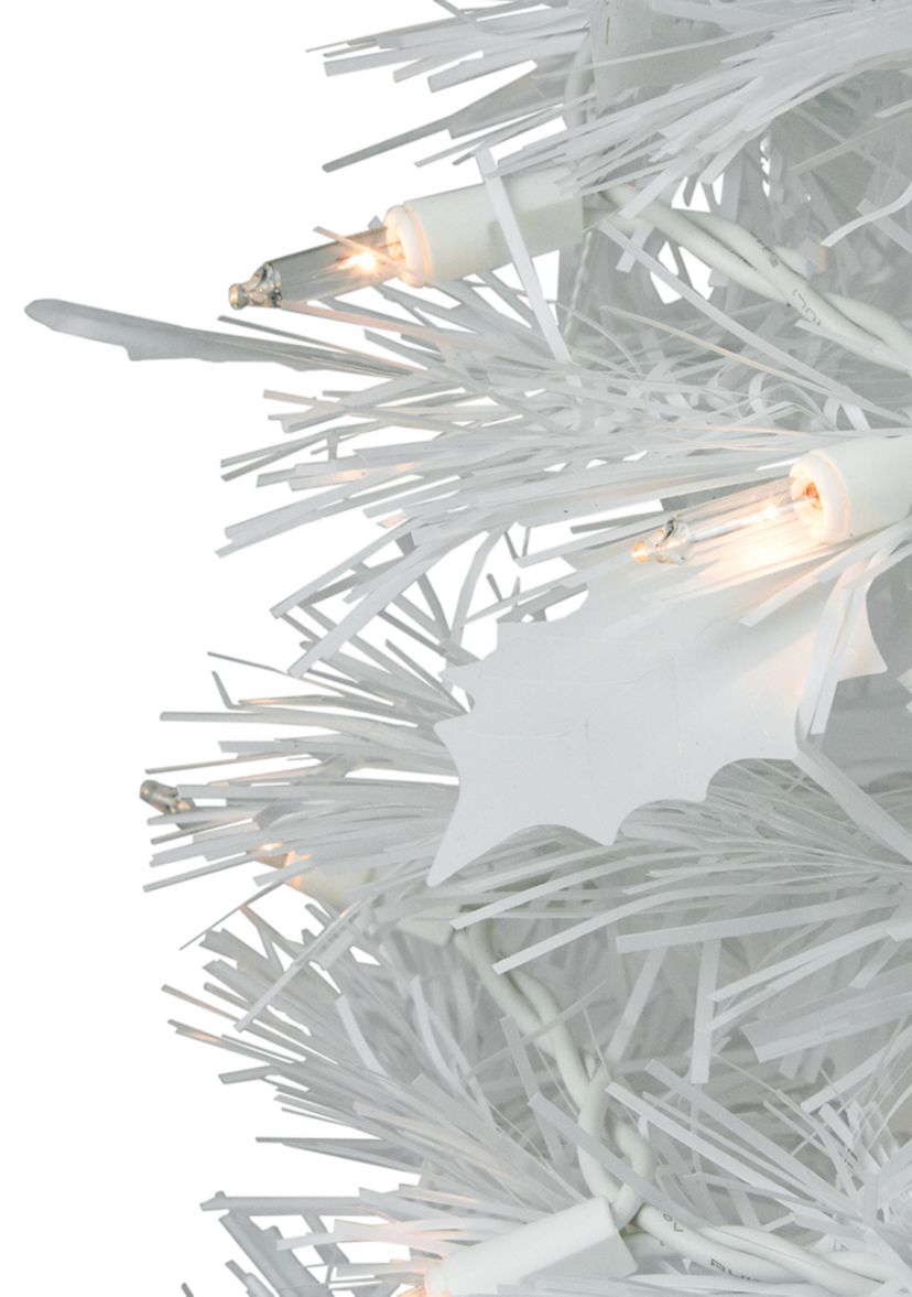 6 Pre-Lit White Tinsel Pop-Up Artificial Christmas Tree  Clear Lights