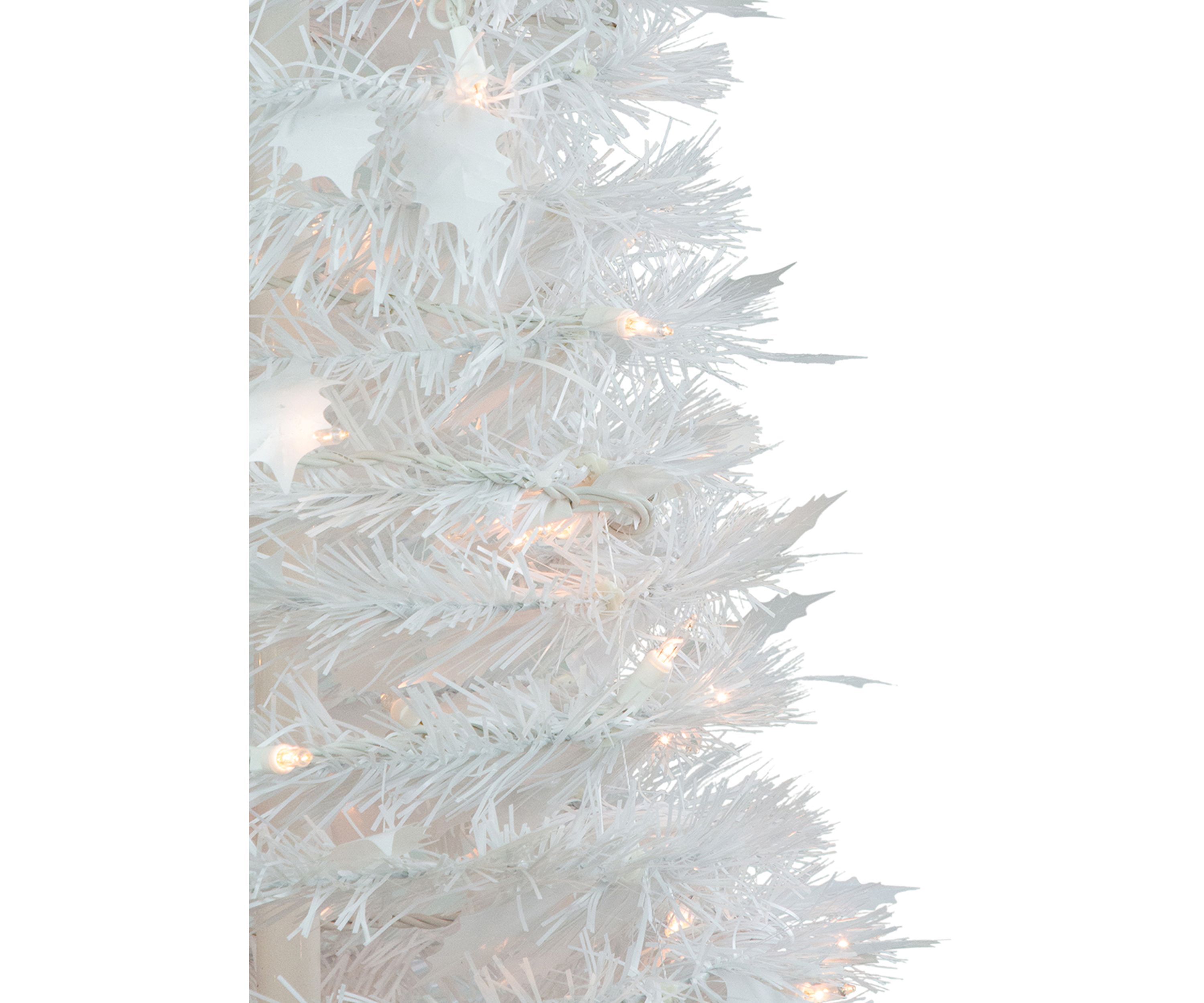 6 Pre-Lit White Tinsel Pop-Up Artificial Christmas Tree  Clear Lights