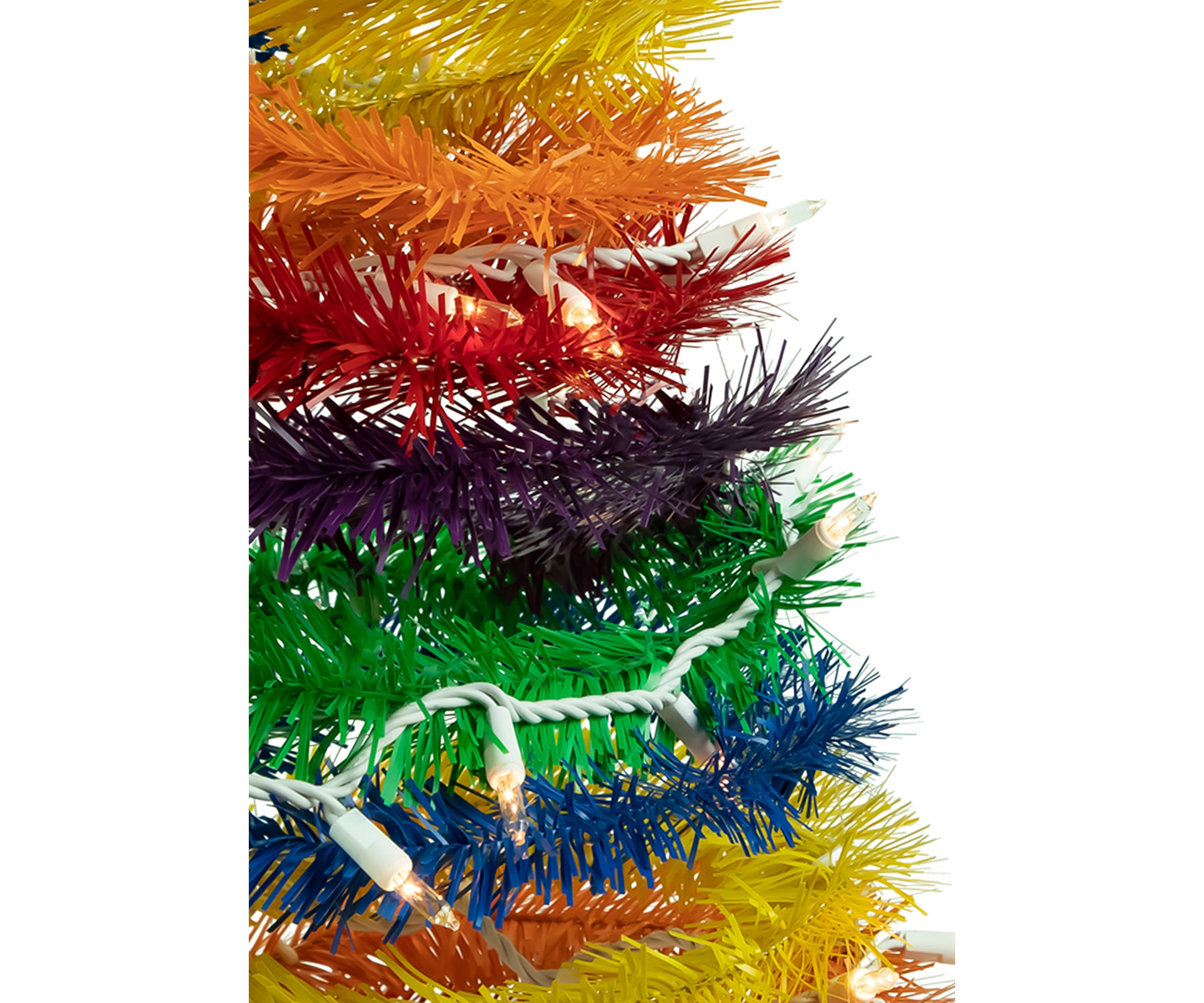 4 Pre-Lit Rainbow Tinsel Pop-Up Artificial Christmas Tree  Clear Lights