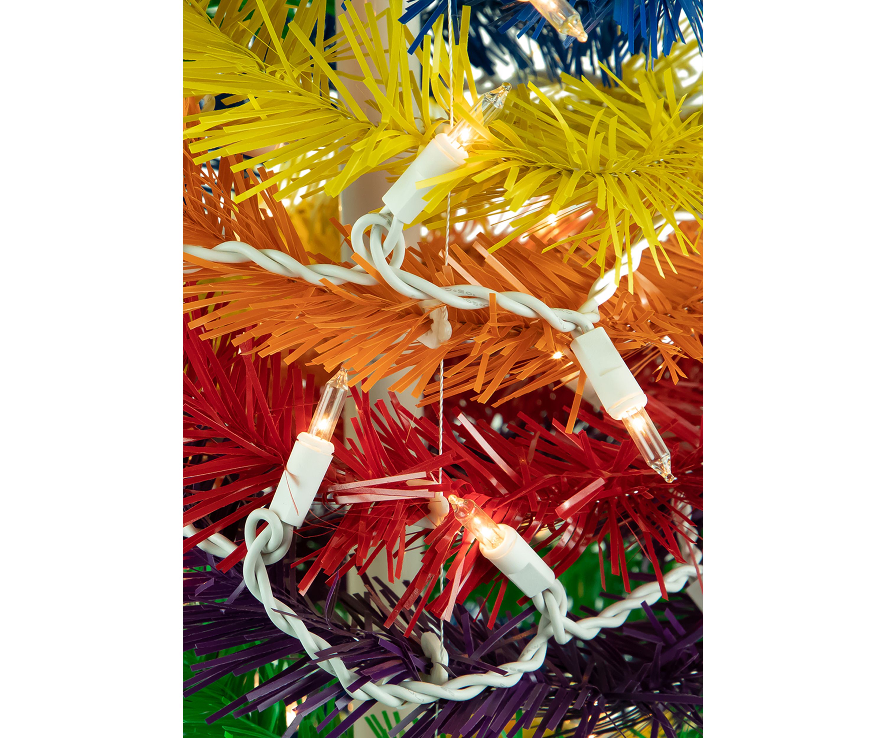 4 Pre-Lit Rainbow Tinsel Pop-Up Artificial Christmas Tree  Clear Lights