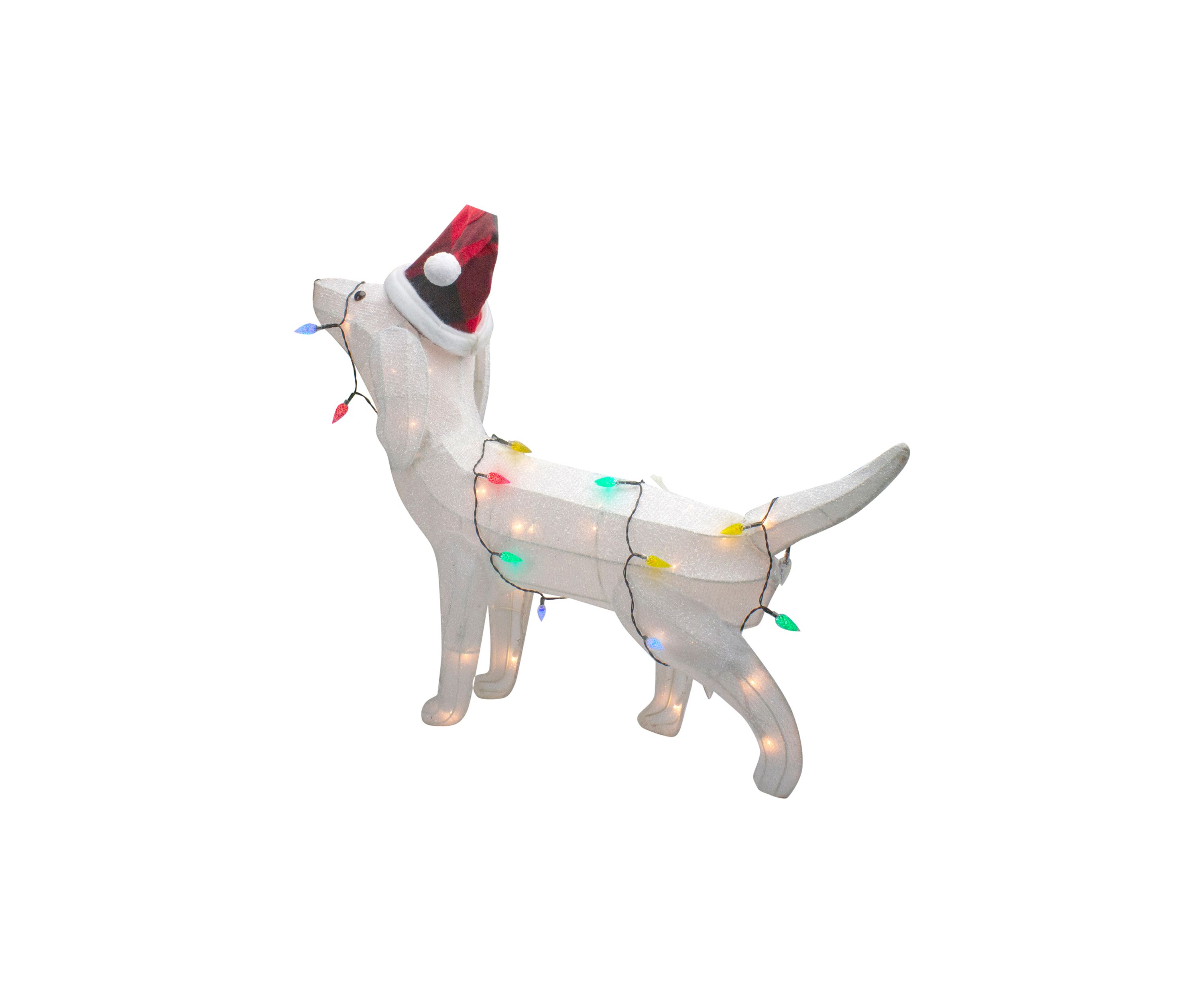32Inch LED Lighted Dachshund Dog in Santa Hat Outdoor Christmas Decoration