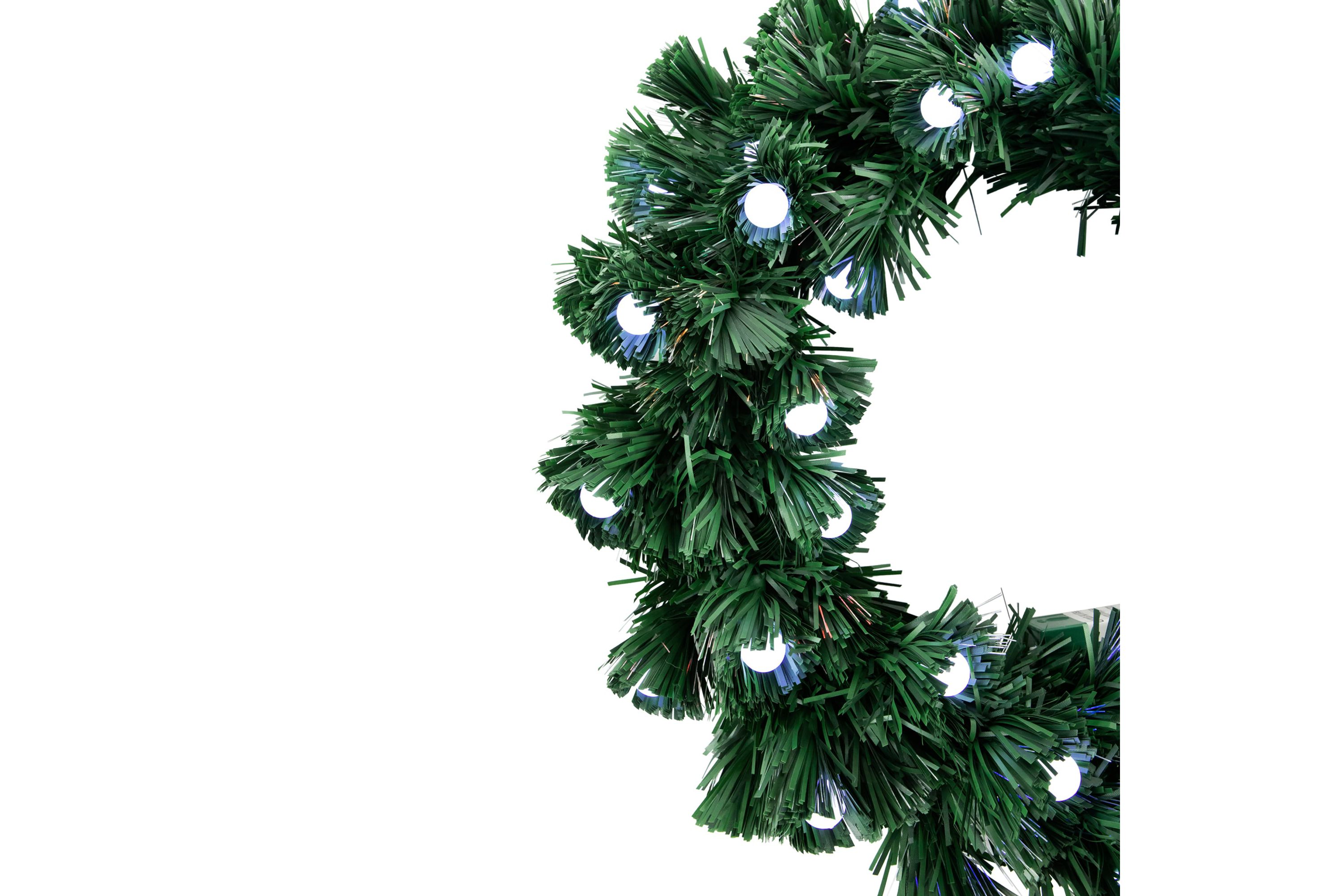 Pre-Lit Color Changing Fiber Optic Globe Lights Artificial Christmas Wreath  12-Inch