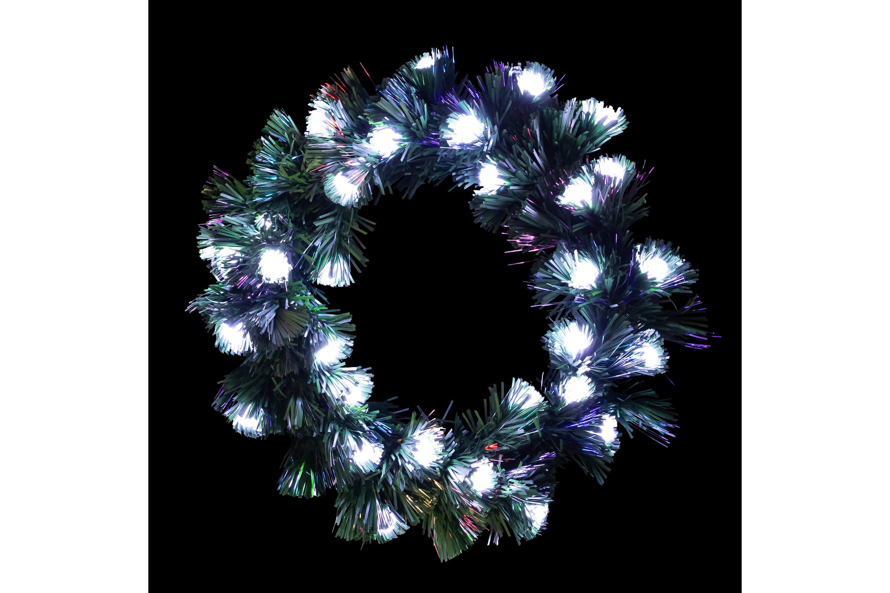 Pre-Lit Color Changing Fiber Optic Globe Lights Artificial Christmas Wreath  12-Inch