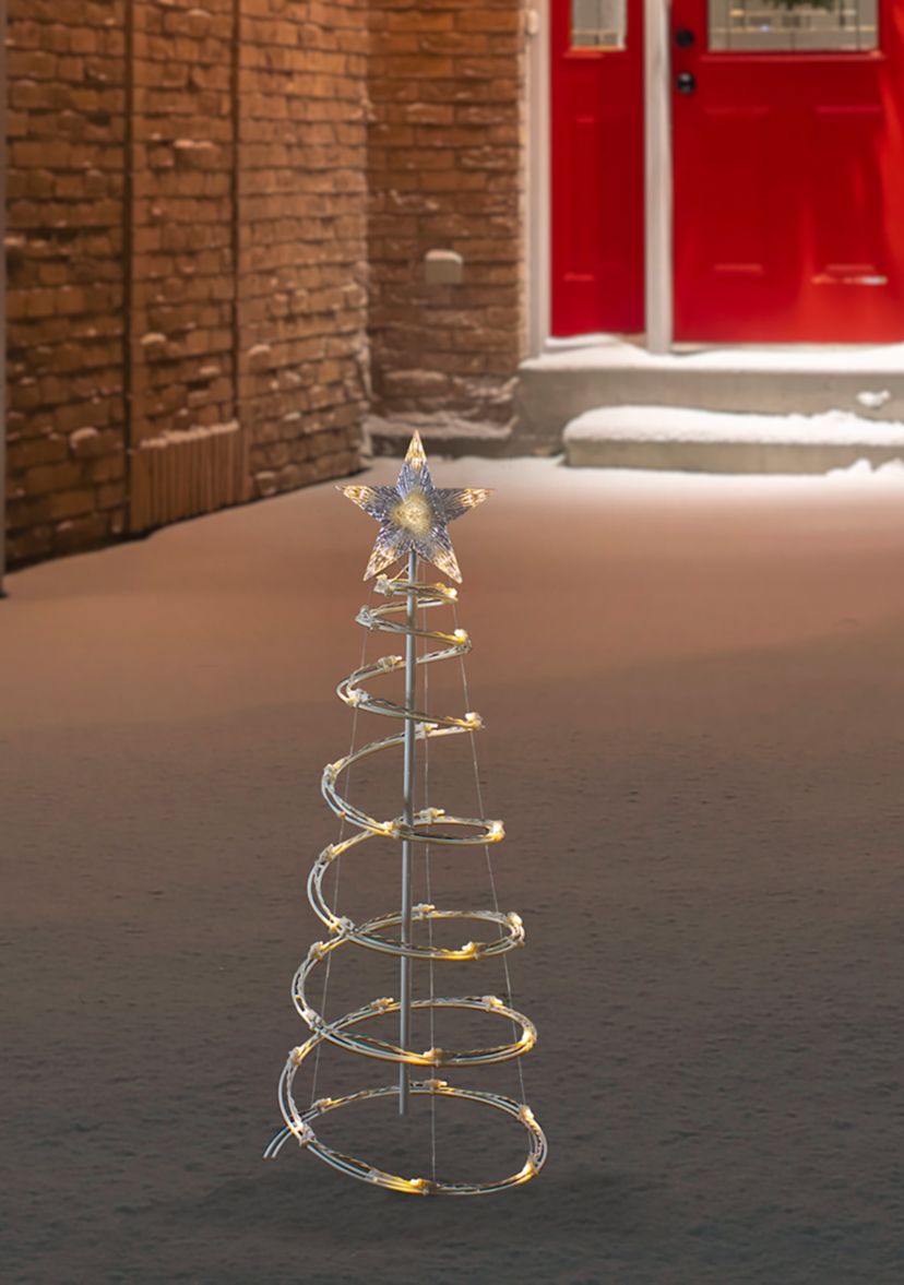 3ft LED Lighted Spiral Cone Tree Outdoor Christmas Decoration  Warm White Lights
