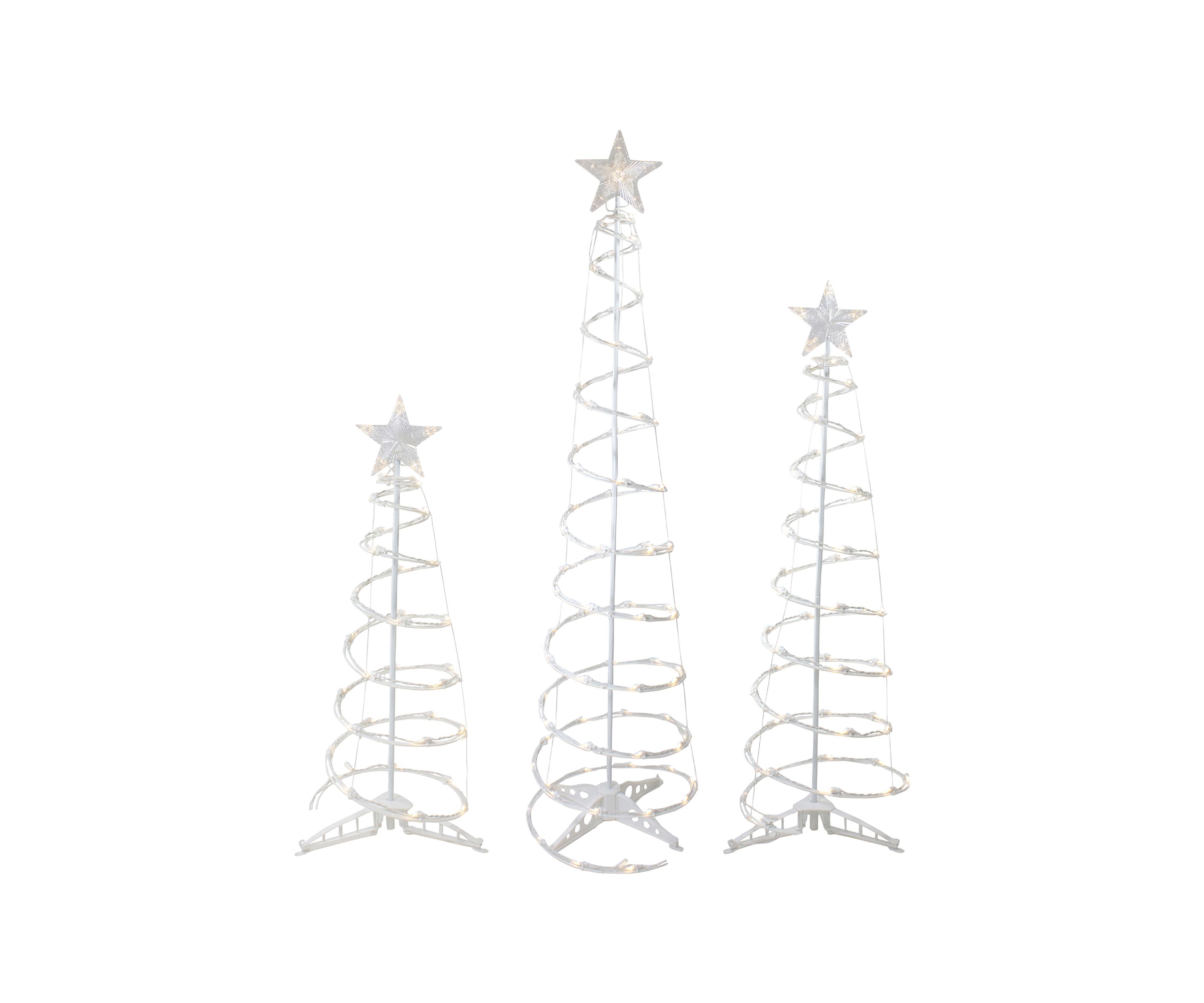 Set of 3 LED Lighted Warm White Outdoor Spiral Christmas Cone Trees 3  4  and 6