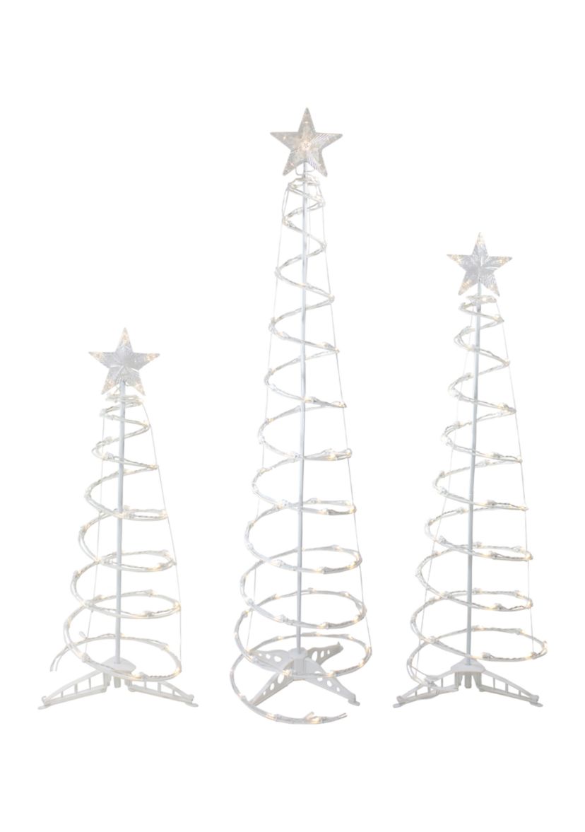 Set of 3 LED Lighted Warm White Outdoor Spiral Christmas Cone Trees 3  4  and 6