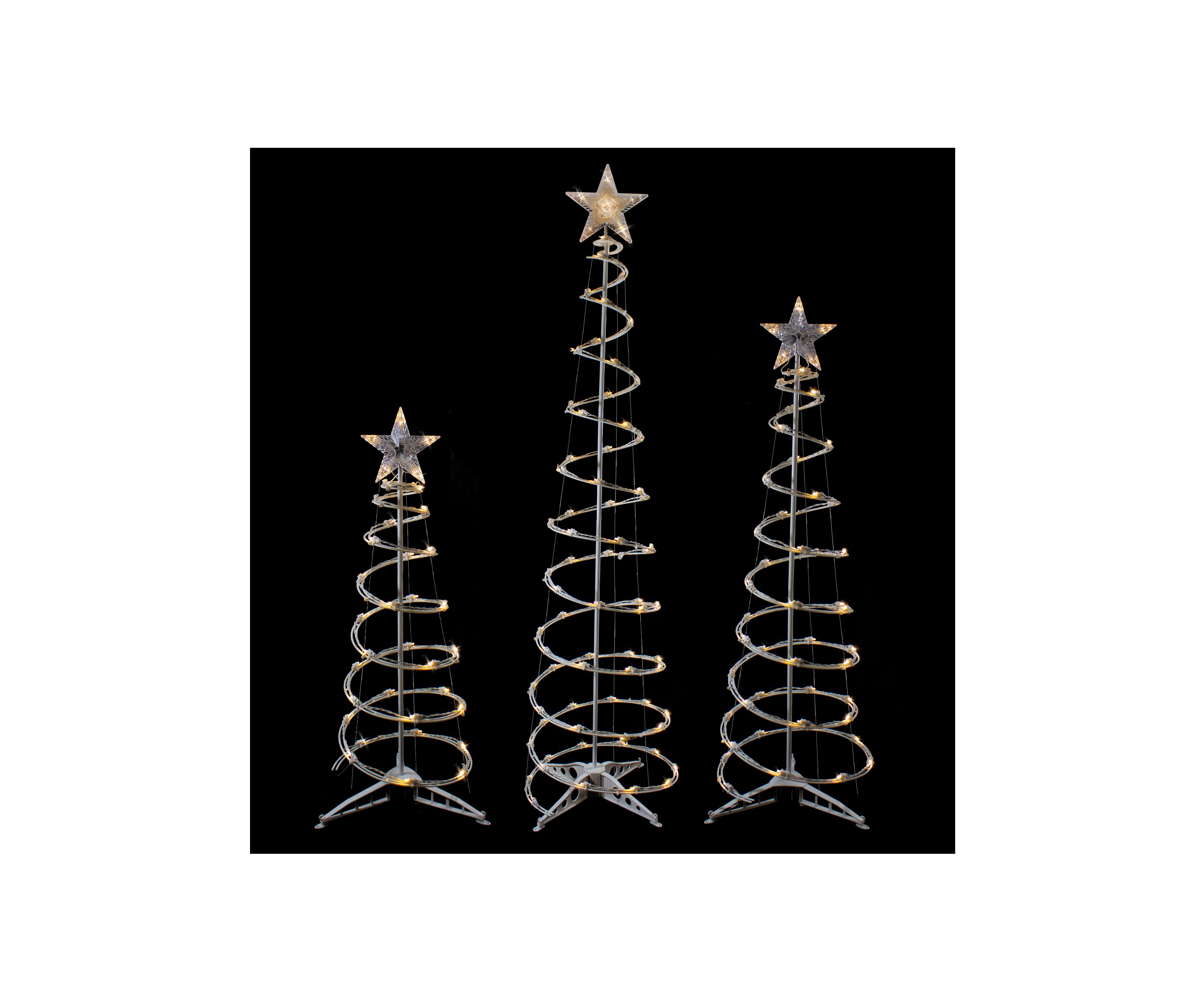 Set of 3 LED Lighted Warm White Outdoor Spiral Christmas Cone Trees 3  4  and 6