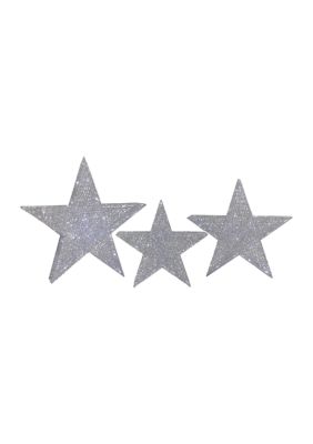 Northlight Set of 3 LED Lighted Silver Stars Outdoor Christmas Decorations 24Inch -  760182134860032