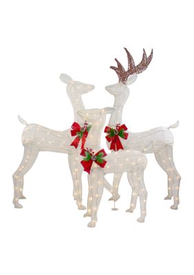 Northlight Set of 3 LED Lighted Glittered Reindeer Family Outdoor Christmas Decorations, White -  0191296923491