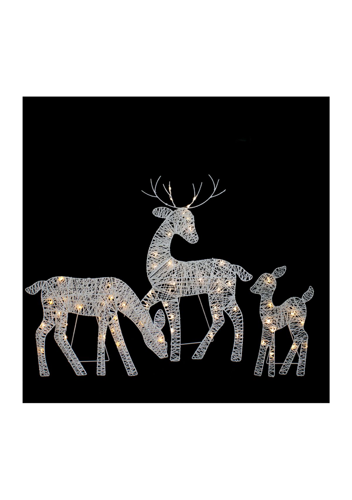 Set of 3 LED Lighted White Reindeer Family Outdoor Christmas Decorations 29Inch