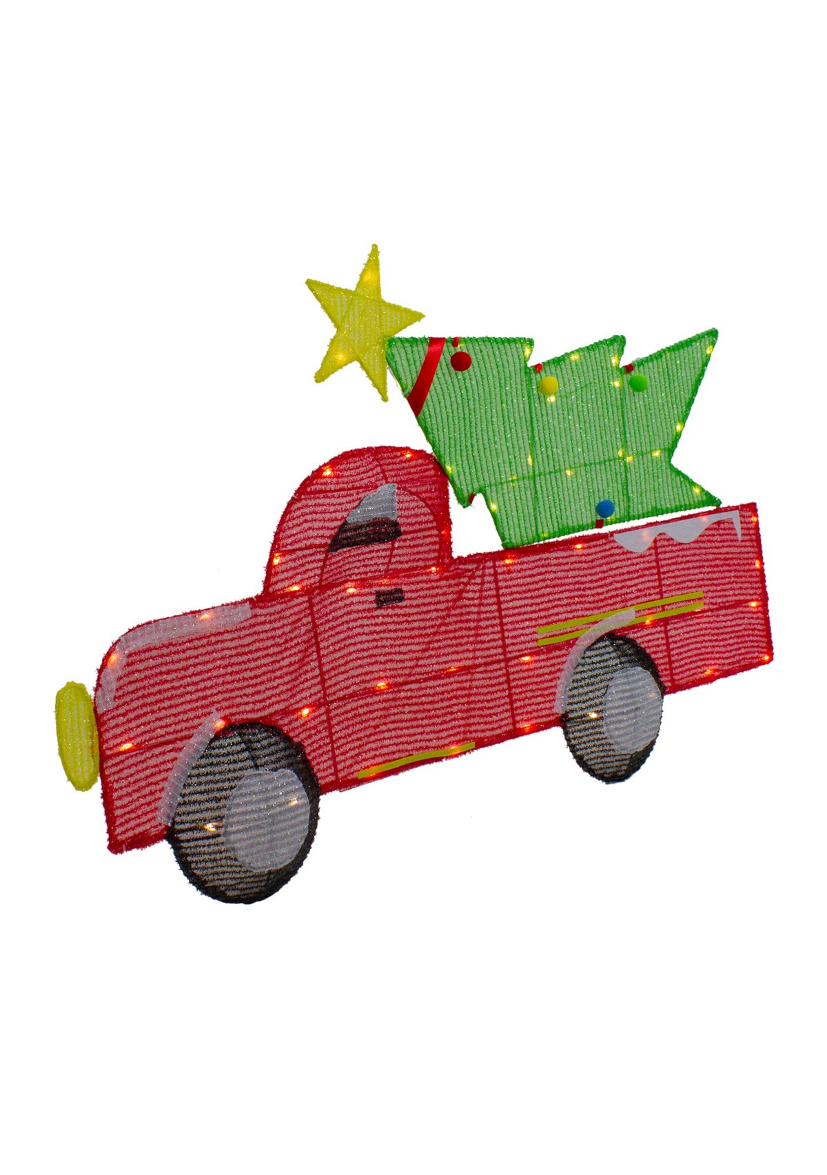 36Inch LED Lighted Red Truck with Christmas Tree Outdoor Decoration