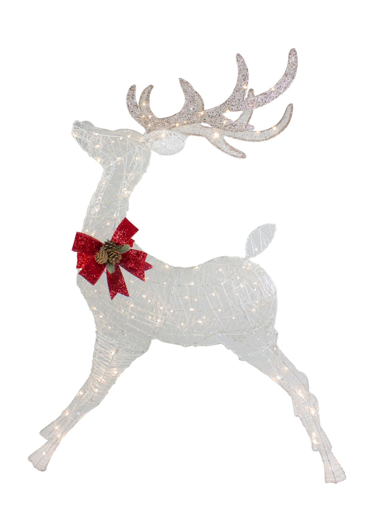 56Inch LED Lighted Reindeer with Glitter Bow Outdoor Christmas Decoration