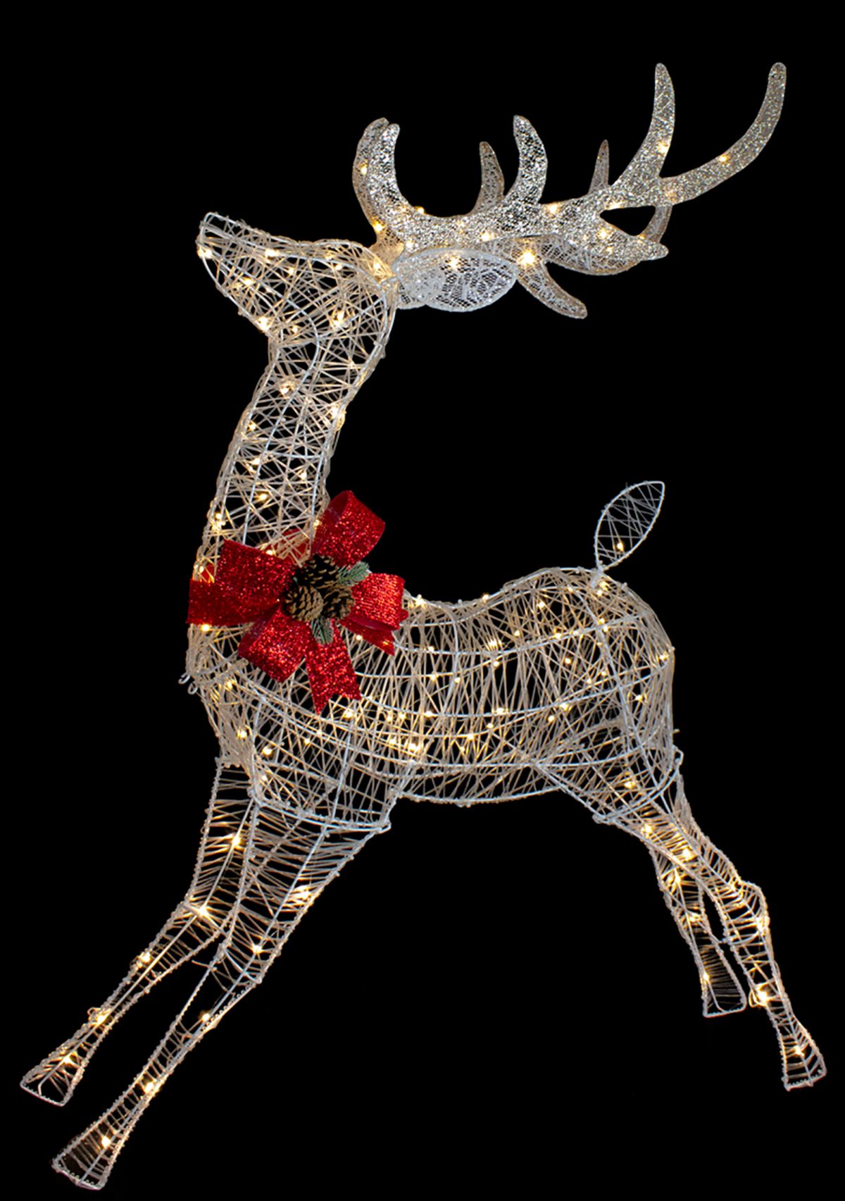 56Inch LED Lighted Reindeer with Glitter Bow Outdoor Christmas Decoration