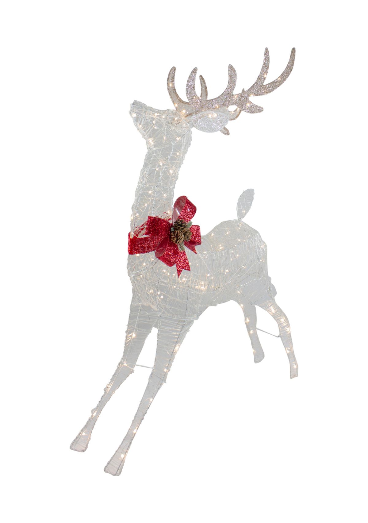 56Inch LED Lighted Reindeer with Glitter Bow Outdoor Christmas Decoration