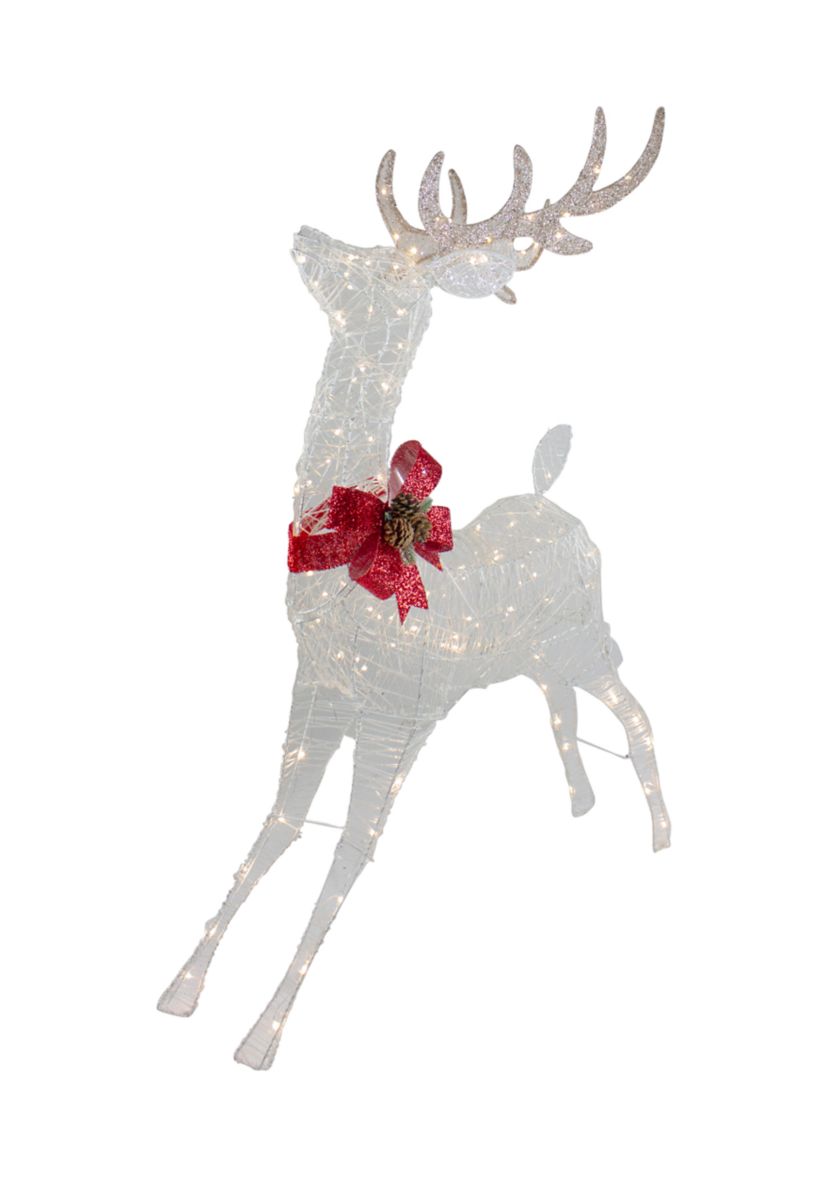 56Inch LED Lighted Reindeer with Glitter Bow Outdoor Christmas Decoration