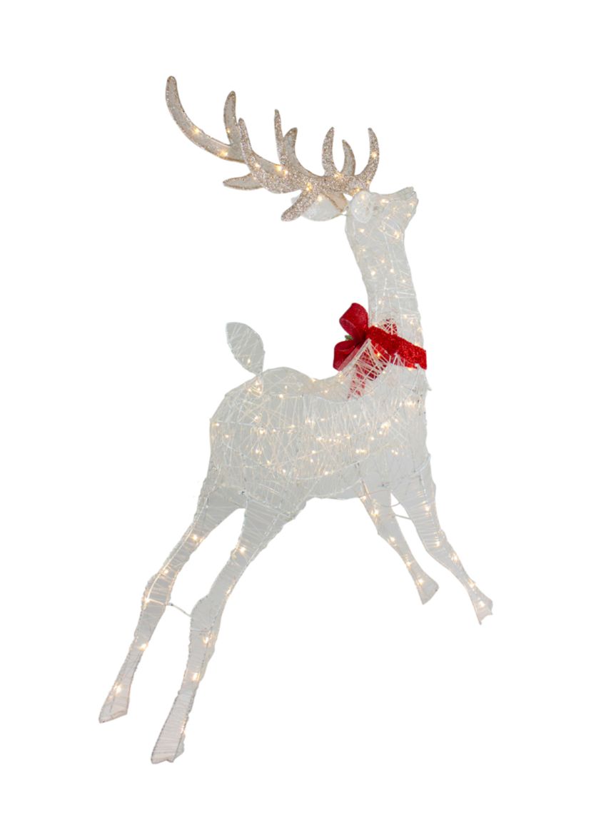 56Inch LED Lighted Reindeer with Glitter Bow Outdoor Christmas Decoration