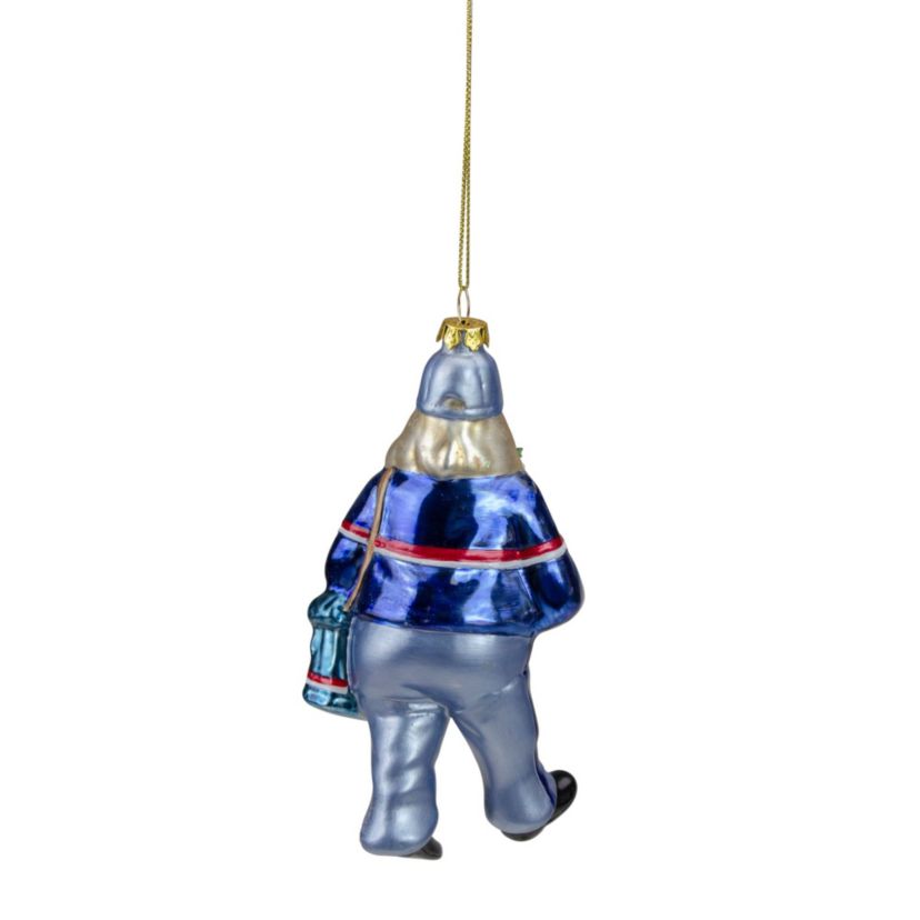 6" Busy Santa "USPS Priority" Mail Carrier Glass Christmas Ornament