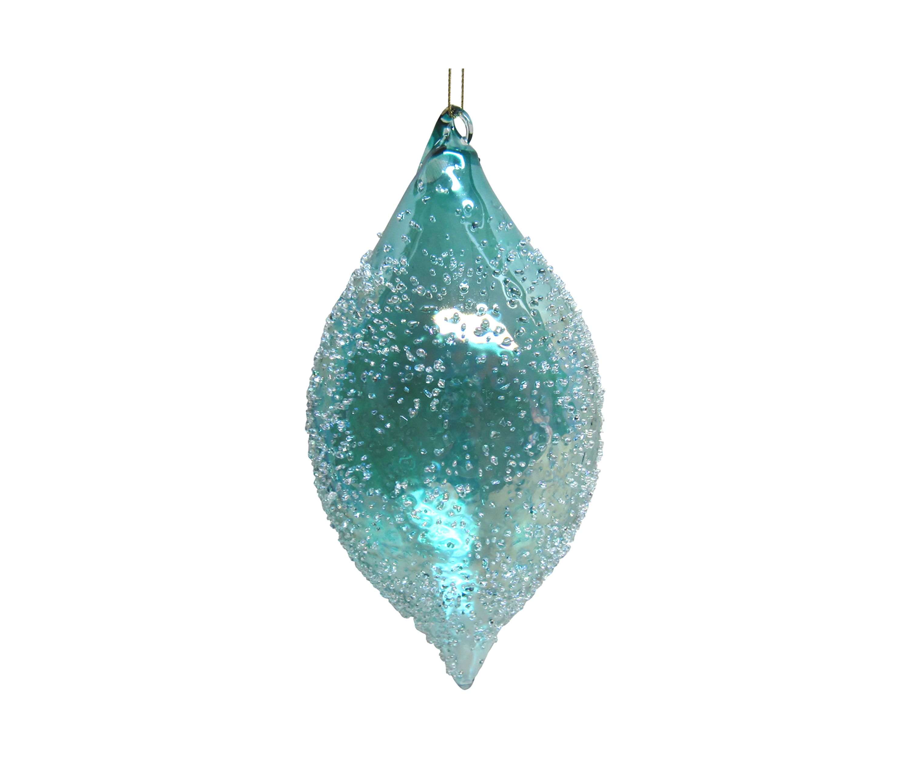 7Inch Transparent Blue Textured Glass Finial Christmas Ornament