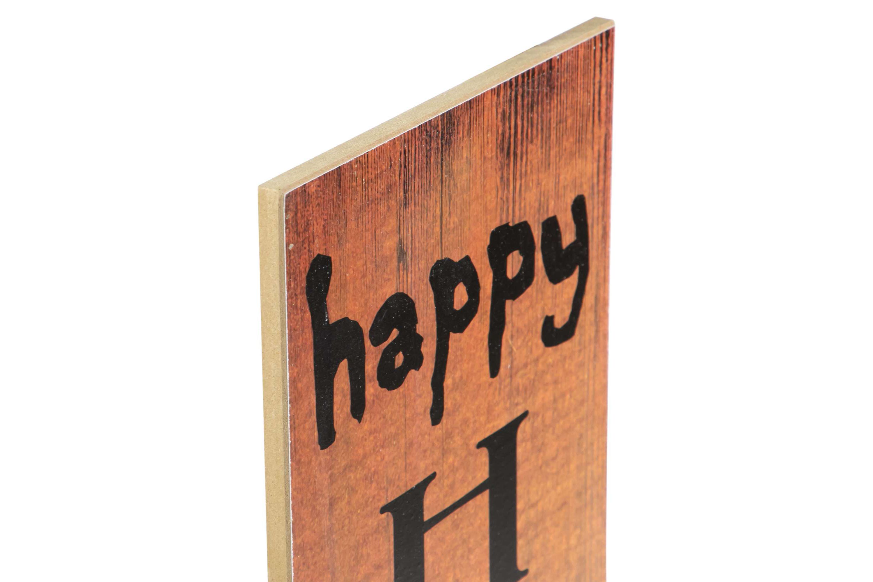 Spider "Happy Halloween" Wooden Board Porch Sign Decoration - 36" - Orange