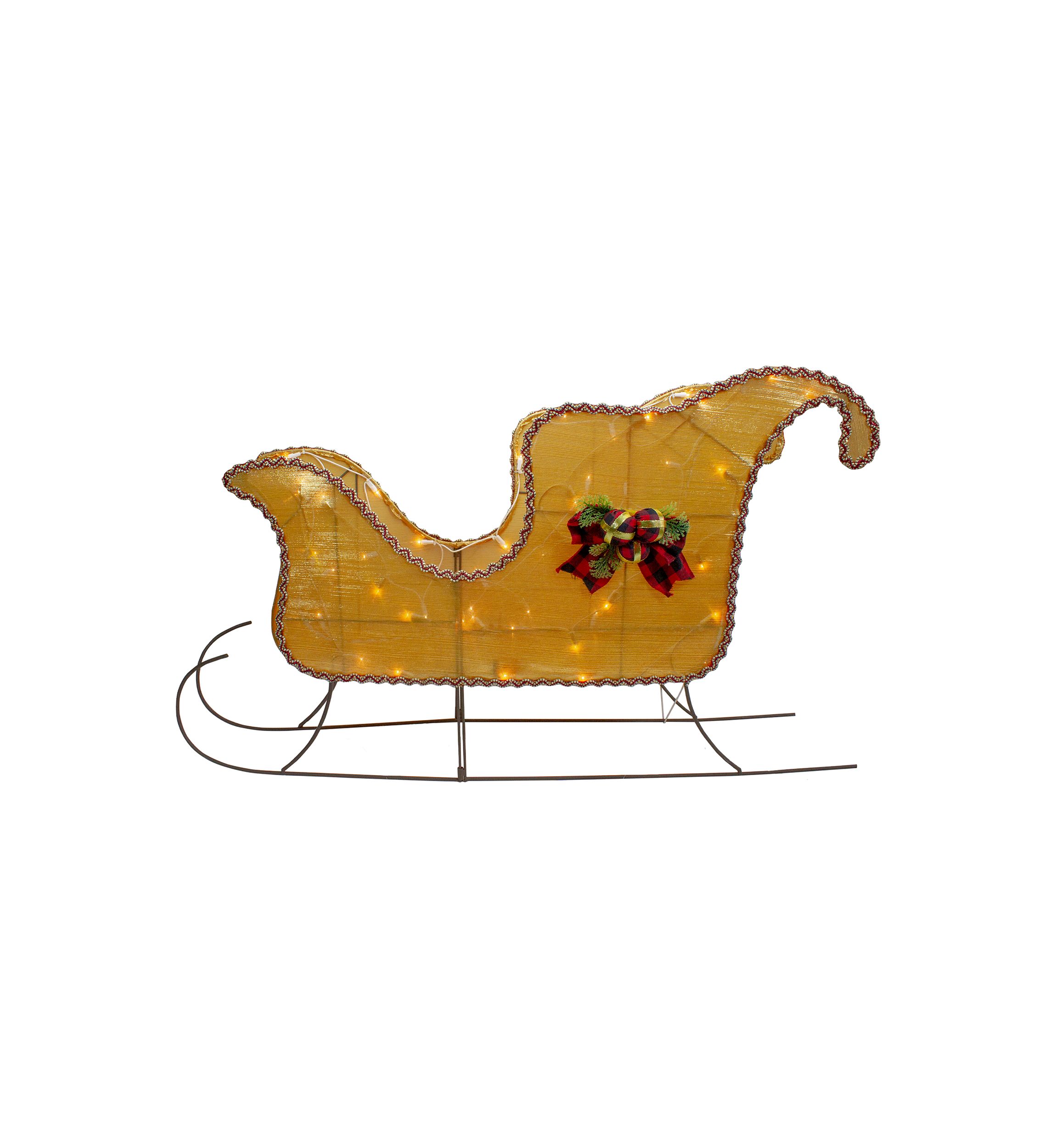 Lighted Gold Shiny Christmas Sleigh Outdoor Yard Decoration  36-inch