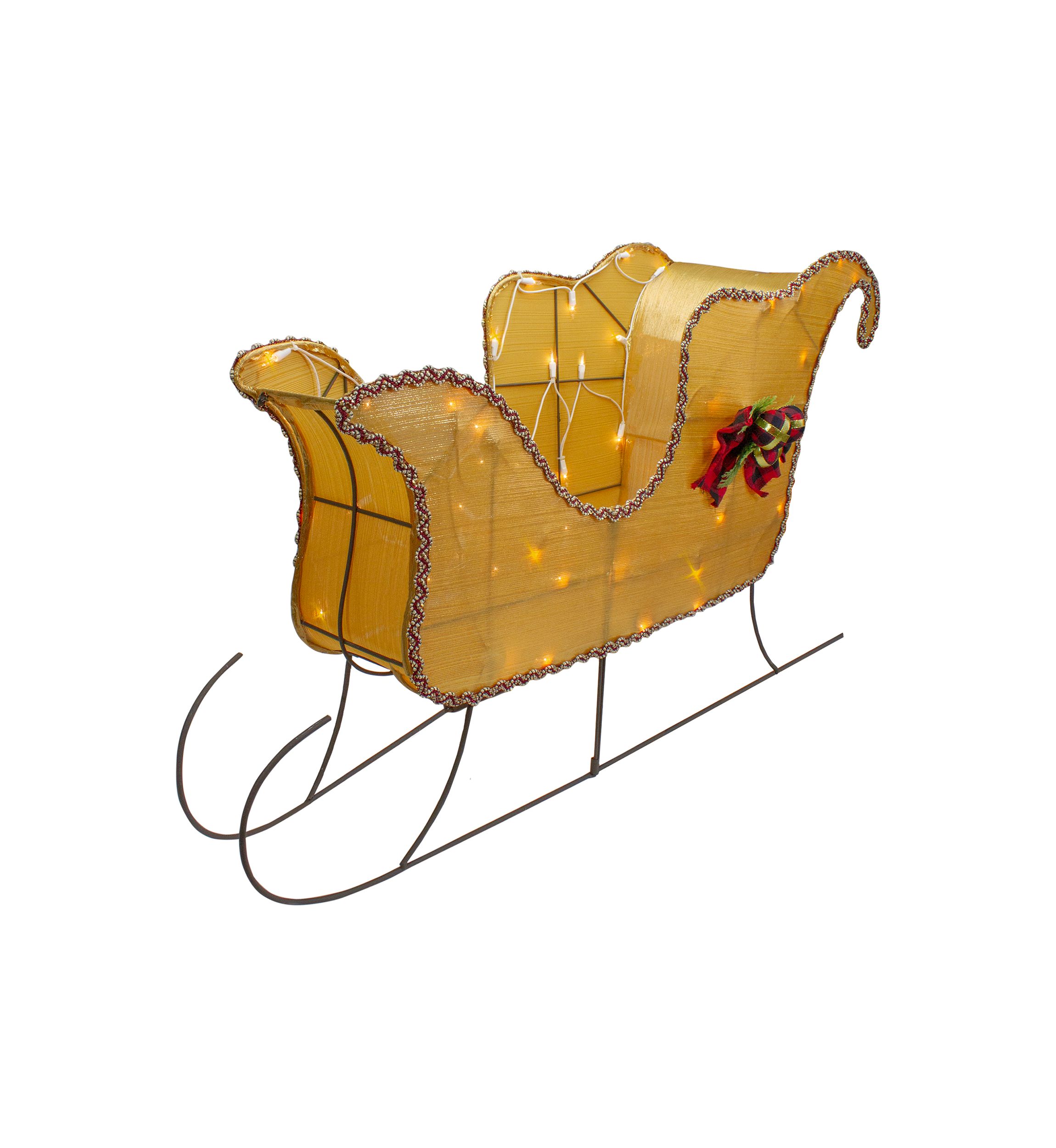 Lighted Gold Shiny Christmas Sleigh Outdoor Yard Decoration  36-inch