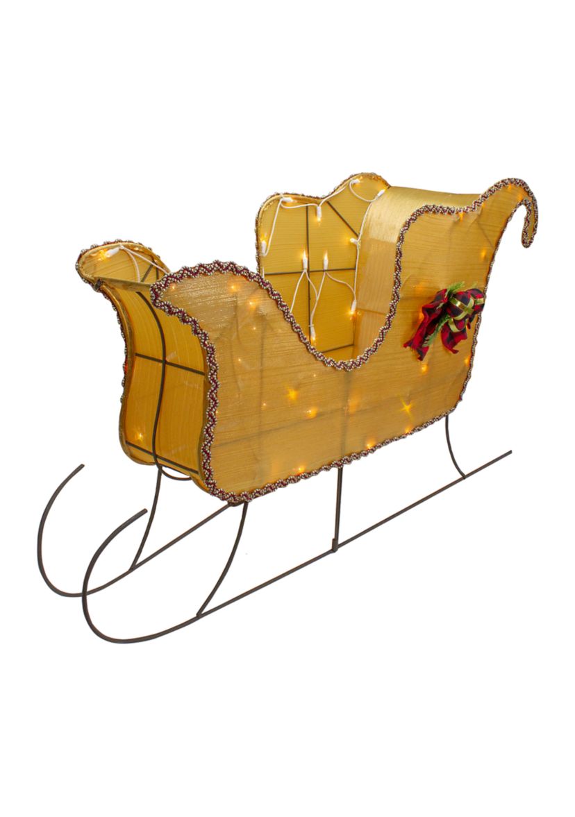 Lighted Gold Shiny Christmas Sleigh Outdoor Yard Decoration  36-inch